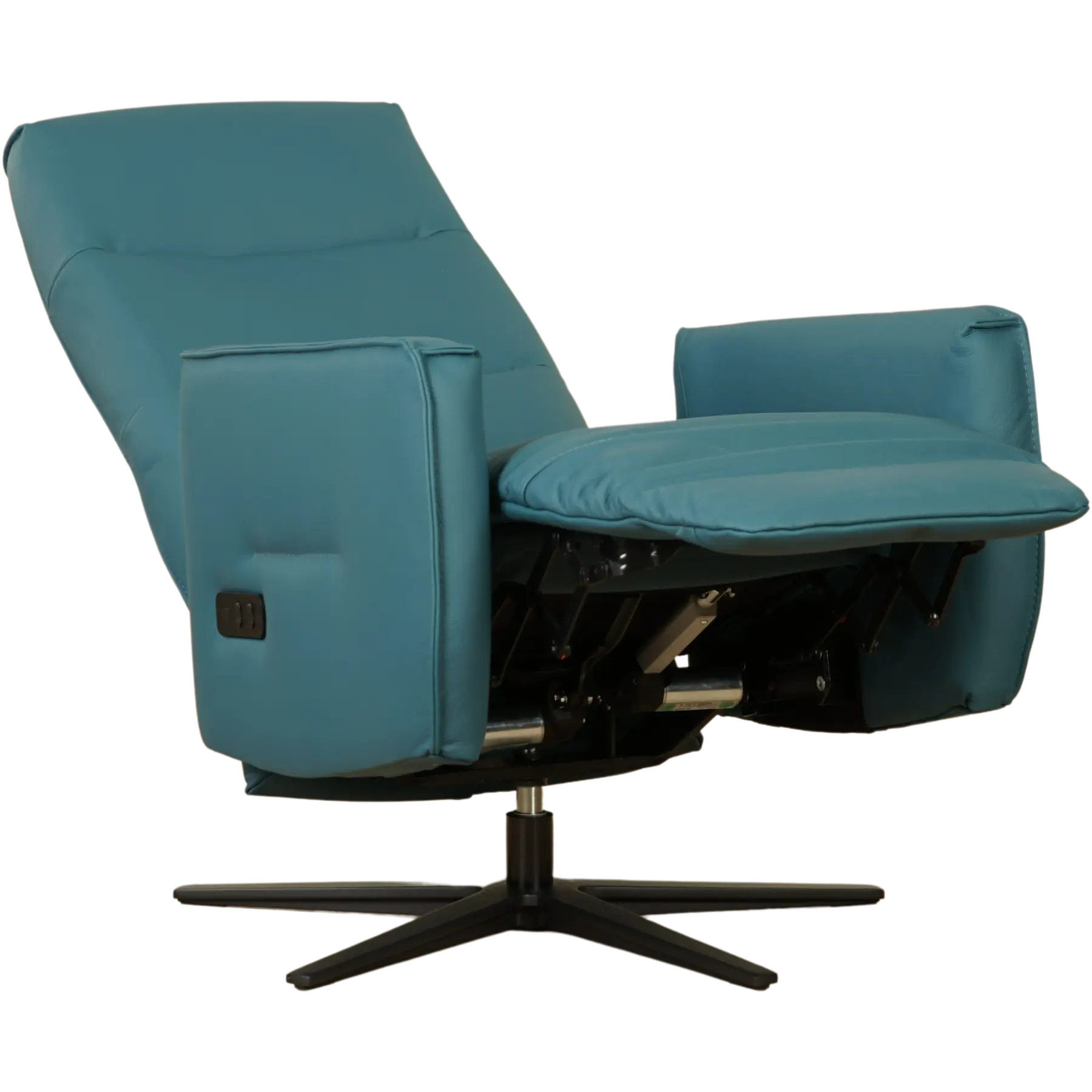afbeelding van Leren handmatige relaxfauteuil Pride - Toledo Turquoise (blauw) - Large - Schotelvoet zwart