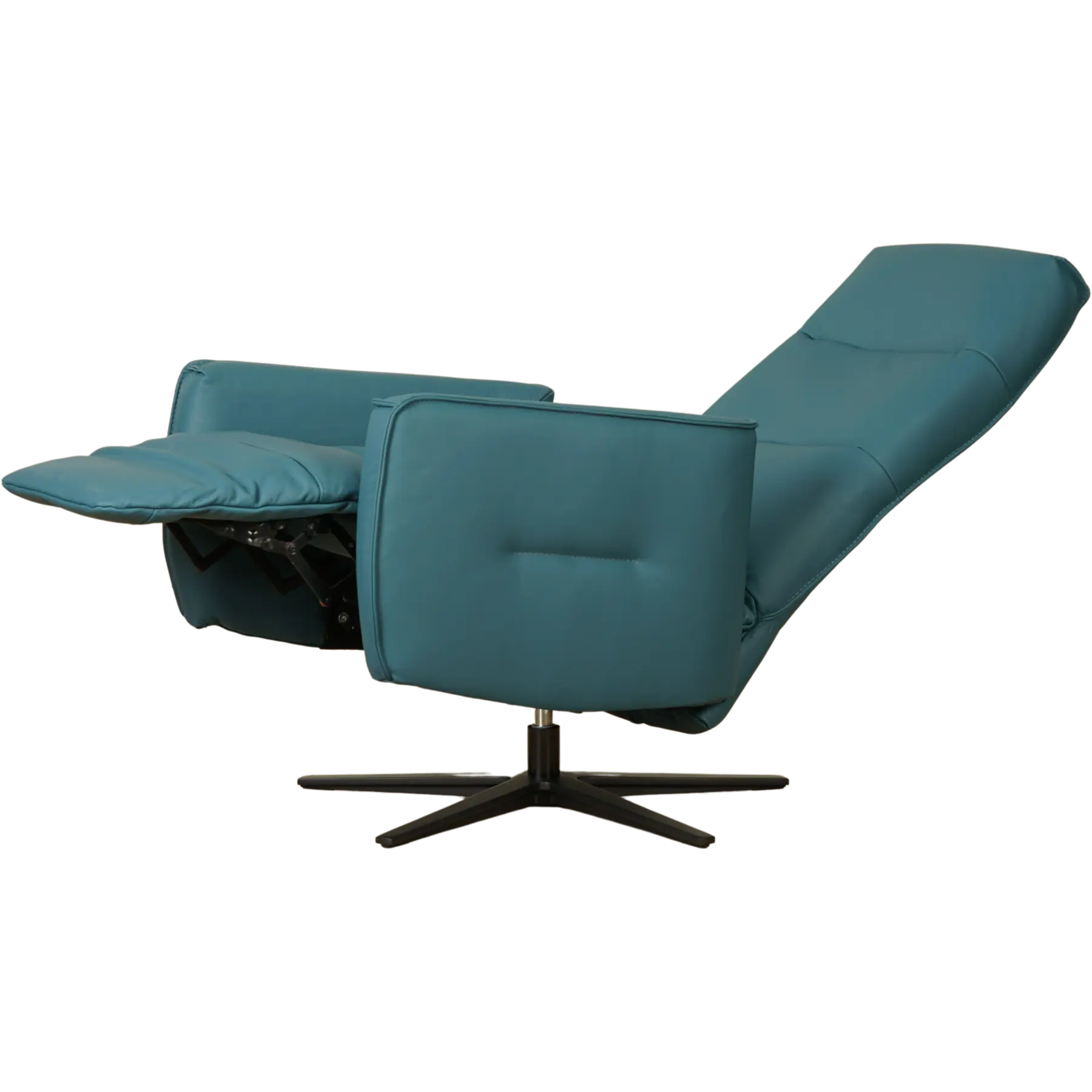 afbeelding van Leren handmatige relaxfauteuil Pride - Toledo Turquoise (blauw) - Medium - Stervoet zwart
