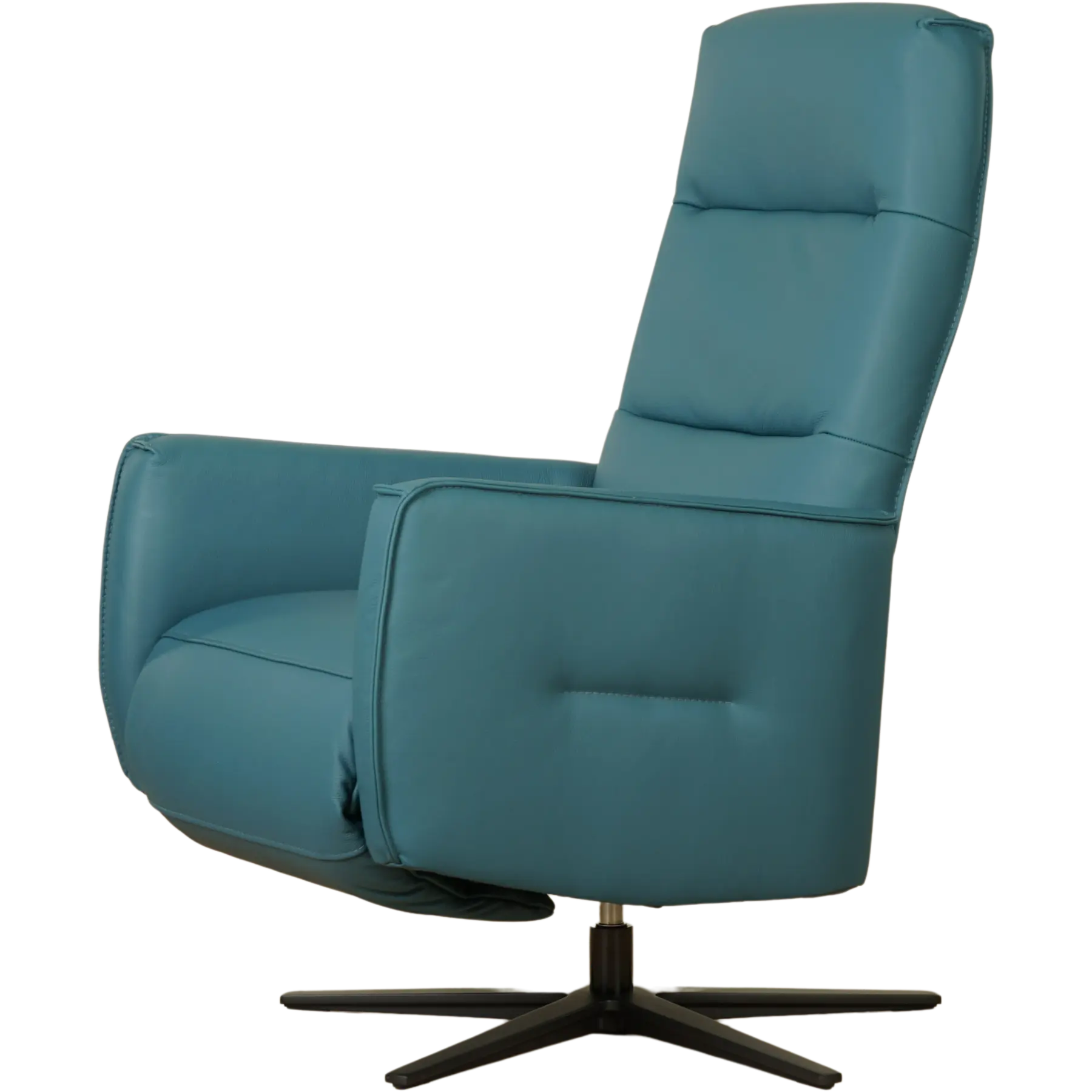 afbeelding van Leren handmatige relaxfauteuil Pride - Toledo Turquoise (blauw) - Small - Schotelvoet zwart