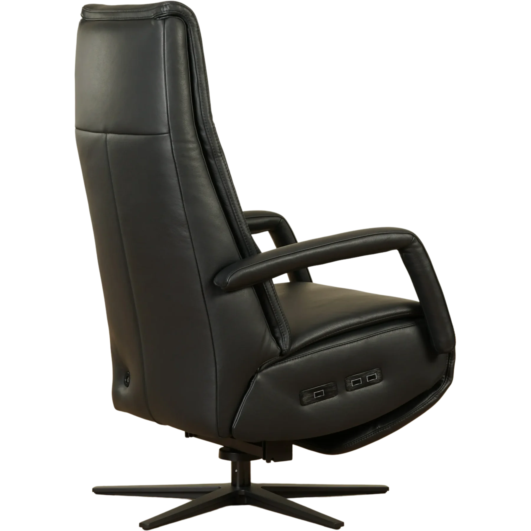 afbeelding van Leren elektrisch relaxfauteuil Calm - Massif Nero (zwart) - extra large - stervoet zwart (breed)