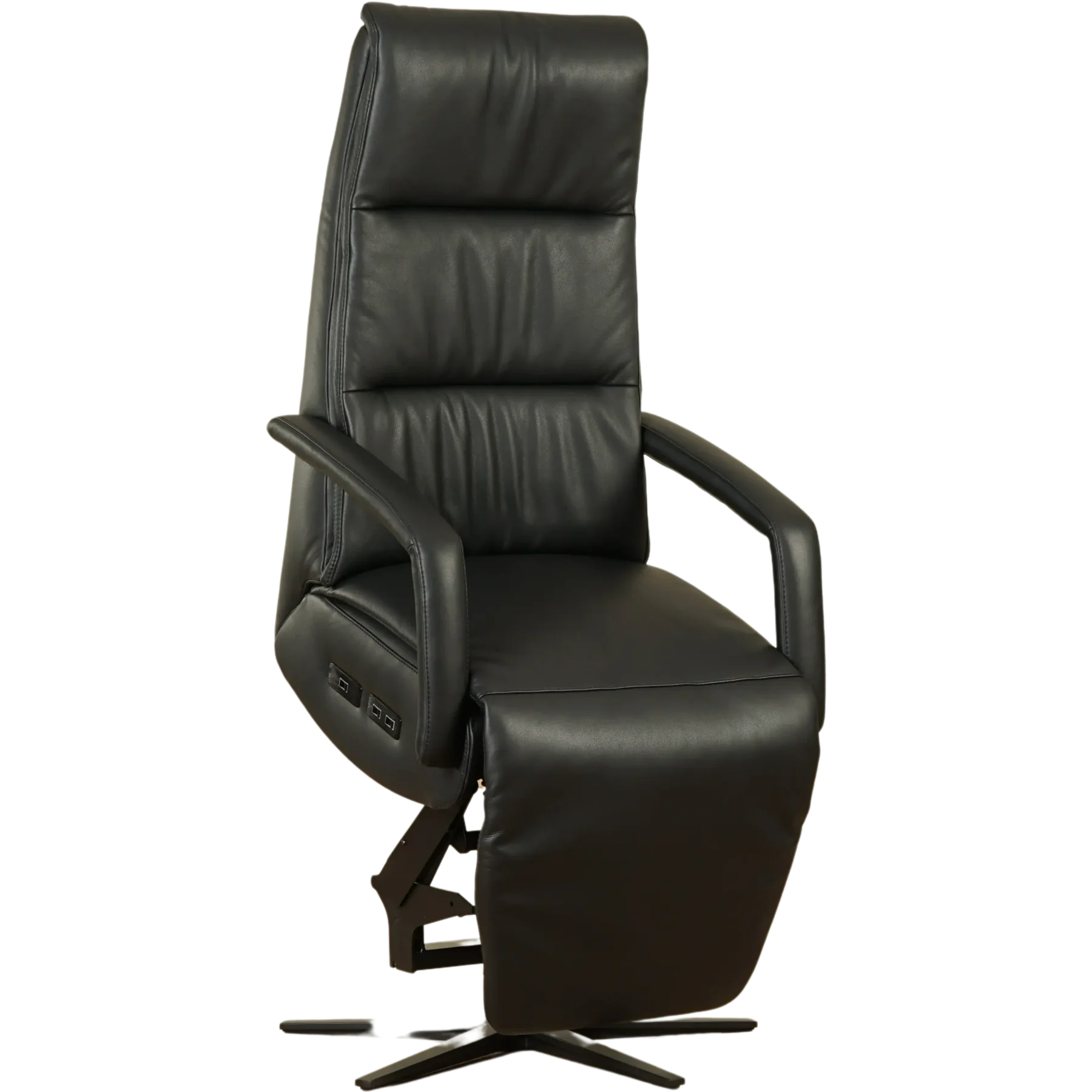 afbeelding van Leren sta-op-stoel Calm - Massif Nero (zwart) - extra large - stervoet zwart (breed)