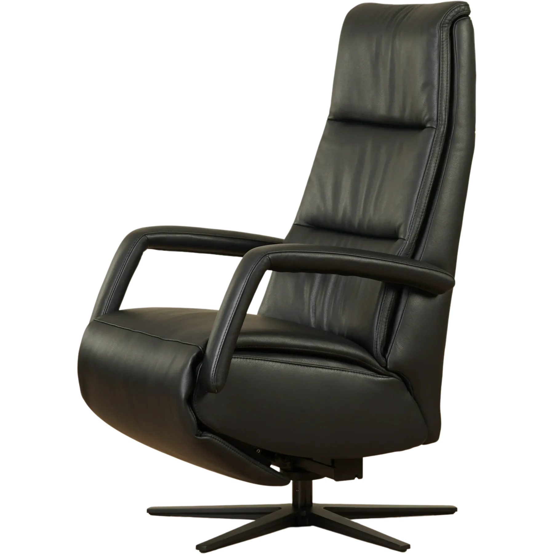afbeelding van Leren elektrisch relaxfauteuil Calm - Massif Nero (zwart) - medium - stervoet zwart (breed)