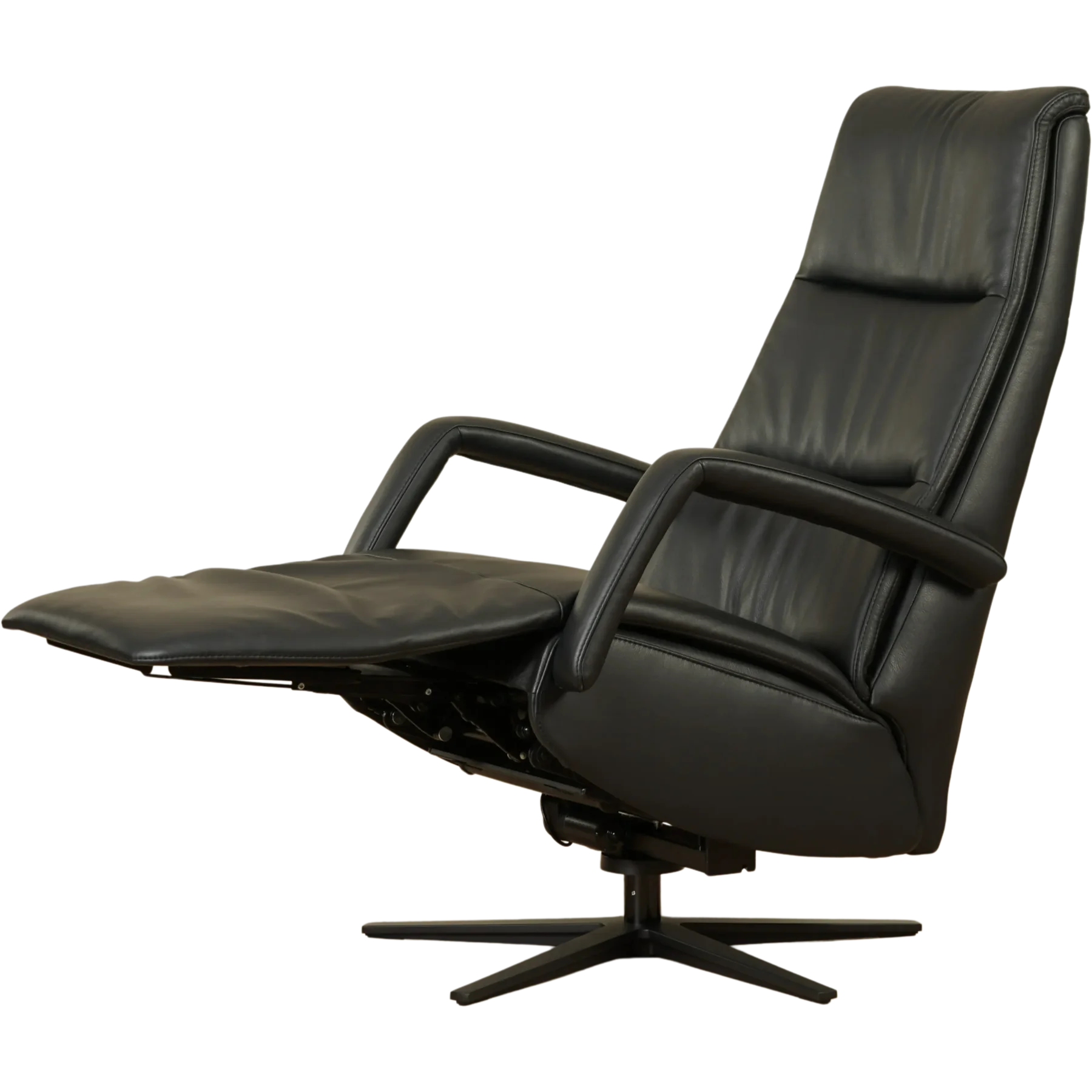 afbeelding van Leren elektrisch relaxfauteuil Calm - Massif Nero (zwart) - medium - stervoet zwart (breed)