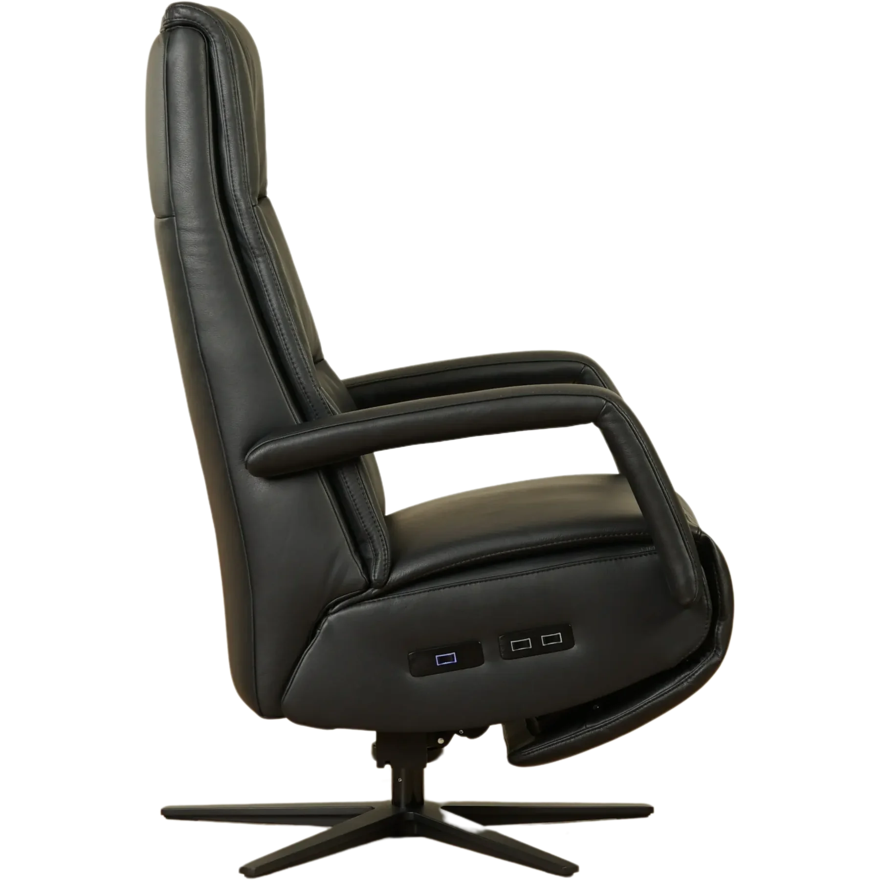 afbeelding van Leren elektrisch relaxfauteuil Calm - Massif Nero (zwart) - medium - stervoet zwart (breed)