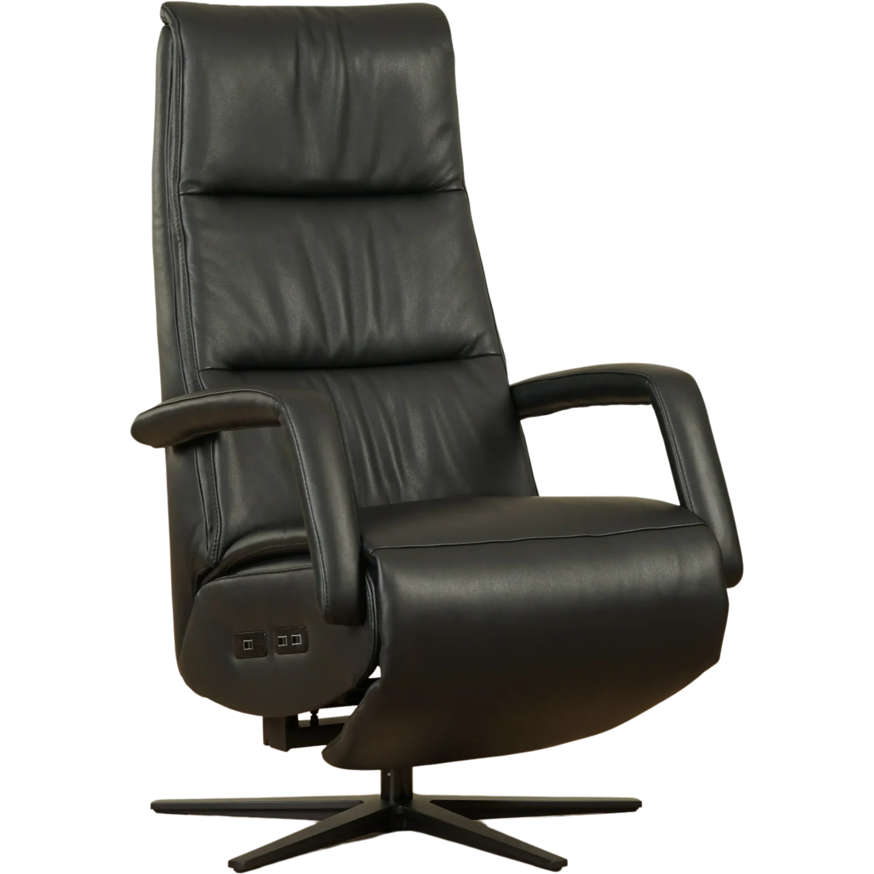 afbeelding van Leren sta-op-stoel Calm - Massif Nero (zwart) - medium - stervoet zwart (breed)