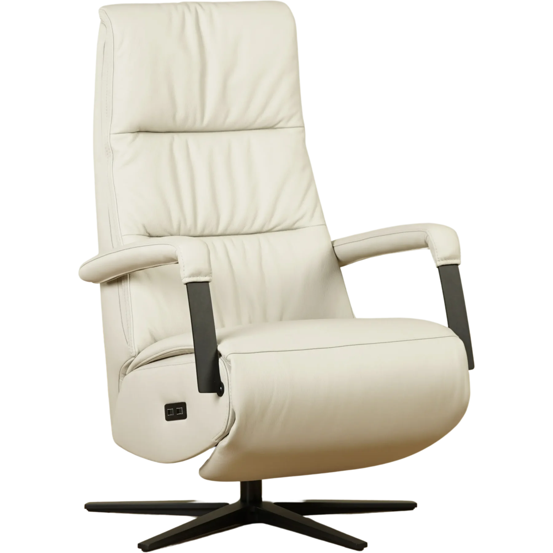 afbeelding van Leren elektrisch relaxfauteuil Core - Toledo Nebbia (creme) - extra large - stervoet zwart (breed)