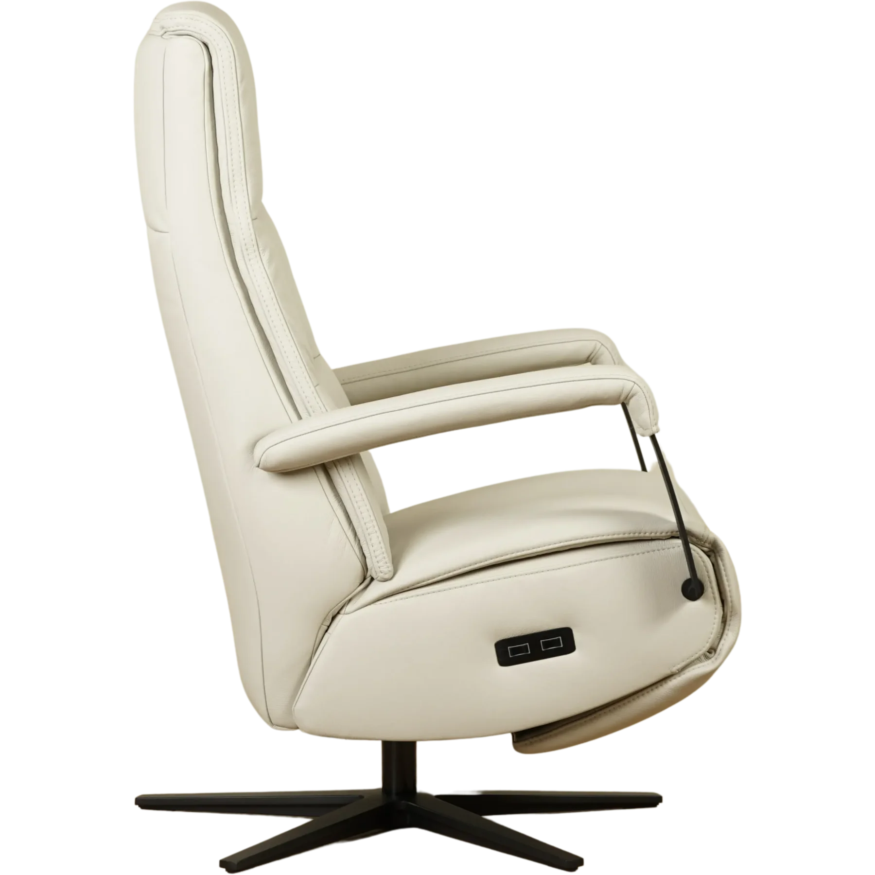 afbeelding van Leren elektrisch relaxfauteuil Core - Toledo Nebbia (creme) - extra large - stervoet zwart (breed)