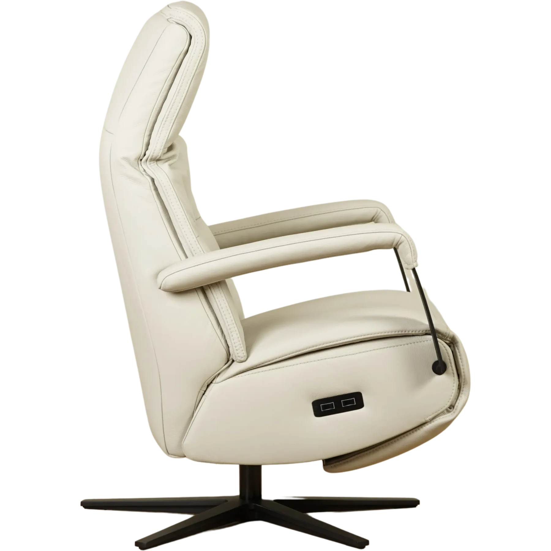 afbeelding van Leren elektrisch relaxfauteuil Core - Toledo Nebbia (creme) - extra large - stervoet zwart (breed)