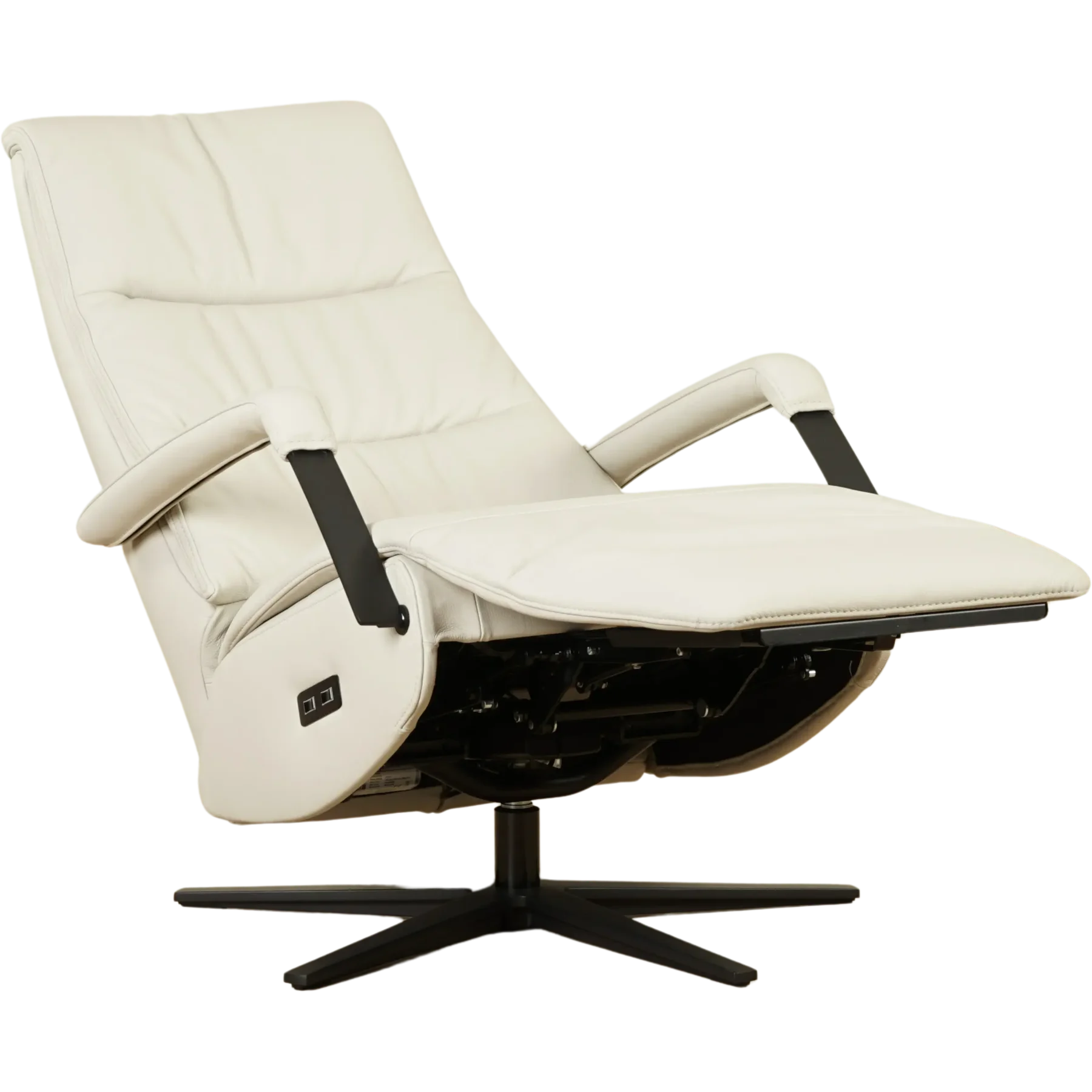 afbeelding van Leren elektrisch relaxfauteuil Core - Toledo Nebbia (creme) - large - stervoet zwart (breed)