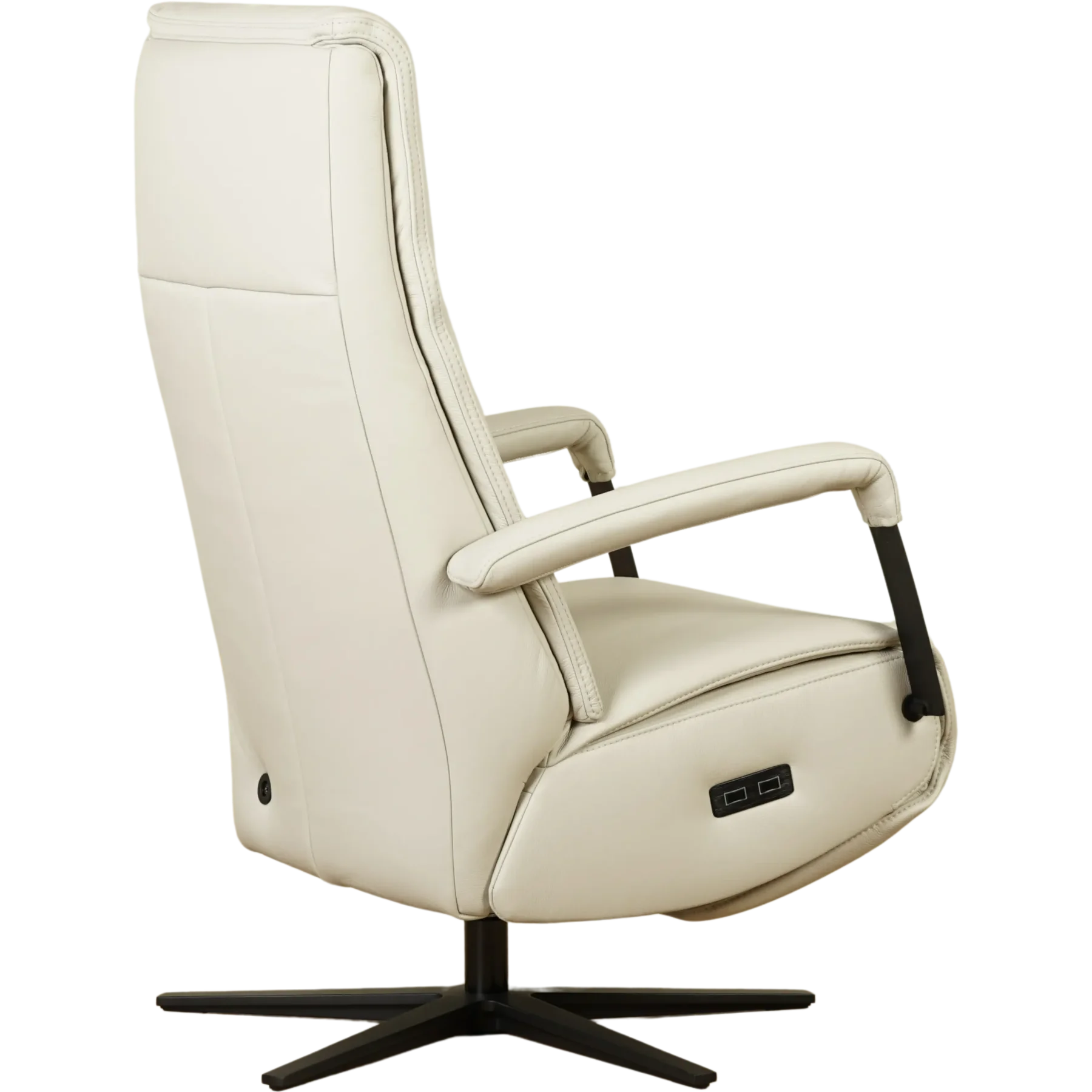 afbeelding van Leren elektrisch relaxfauteuil Core - Toledo Nebbia (creme) - medium - stervoet zwart (breed)