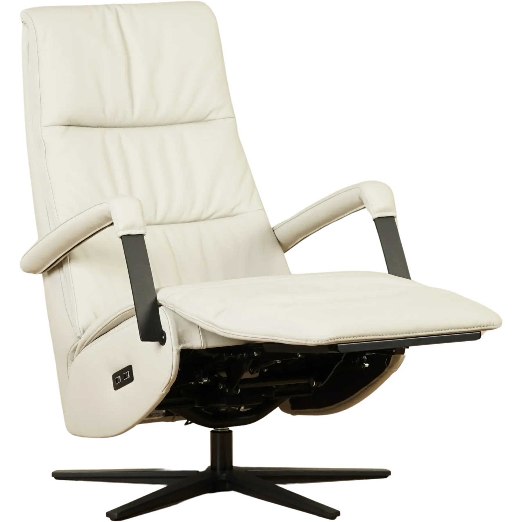 afbeelding van Leren sta-op-stoel Core - Toledo Nebbia (creme) - medium - stervoet zwart (breed)