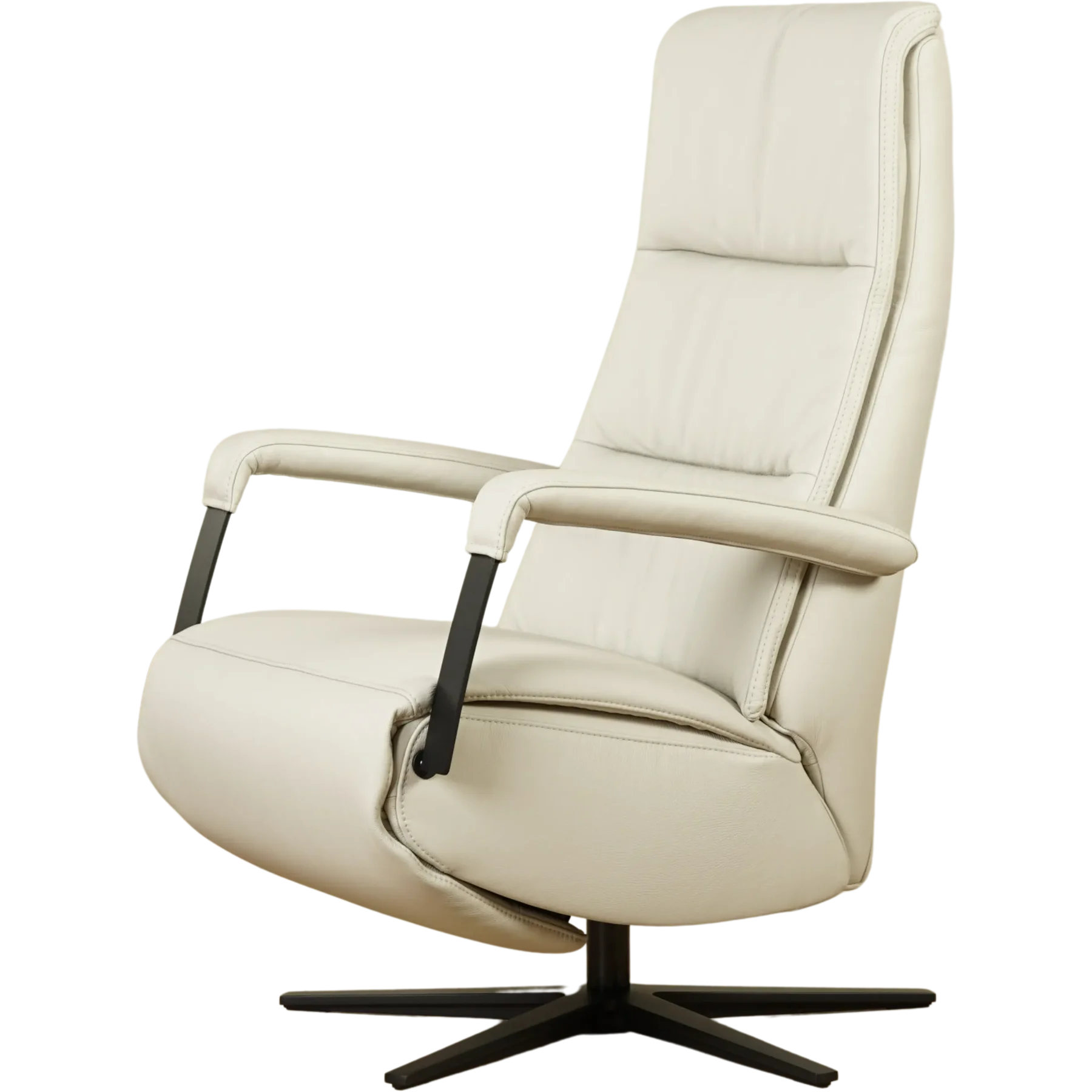 afbeelding van Leren elektrisch relaxfauteuil Core - Toledo Nebbia (creme) - small - stervoet zwart (breed)