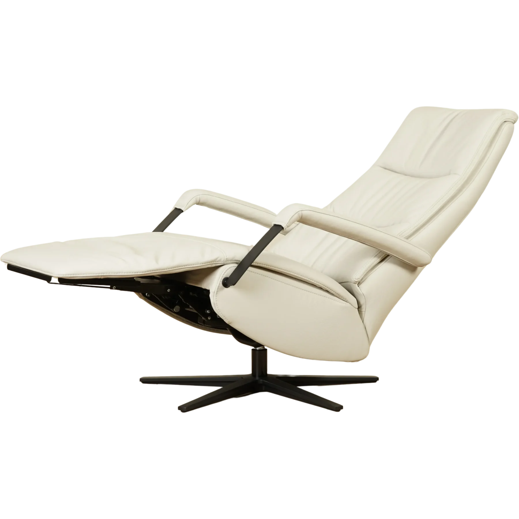 afbeelding van Leren elektrisch relaxfauteuil Core - Toledo Nebbia (creme) - small - stervoet zwart (breed)