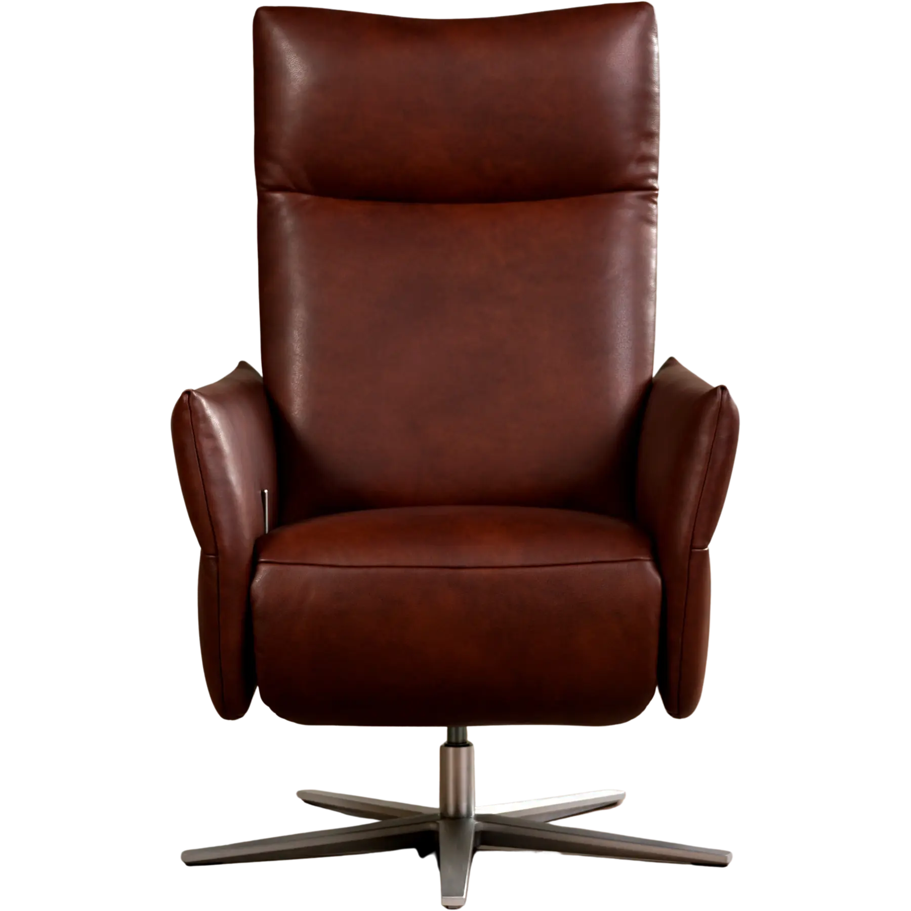 afbeelding van Leren relaxfauteuil Ease - Granada Cognac (donkercognac) - Large (zithoogte 49cm) - Stervoet RVS