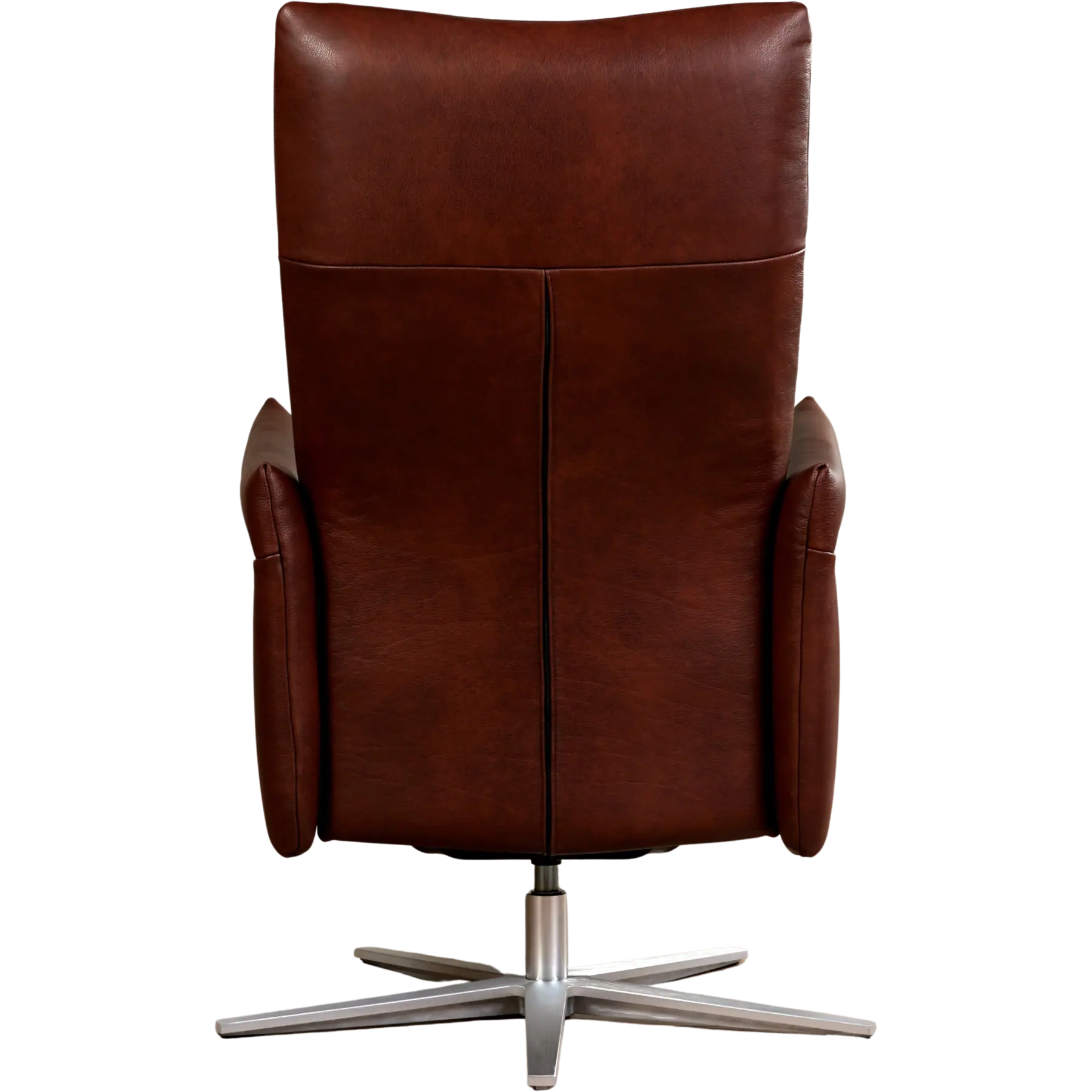 afbeelding van Leren relaxfauteuil Ease - Granada Cognac (donkercognac) - Large (zithoogte 49cm) - Stervoet RVS
