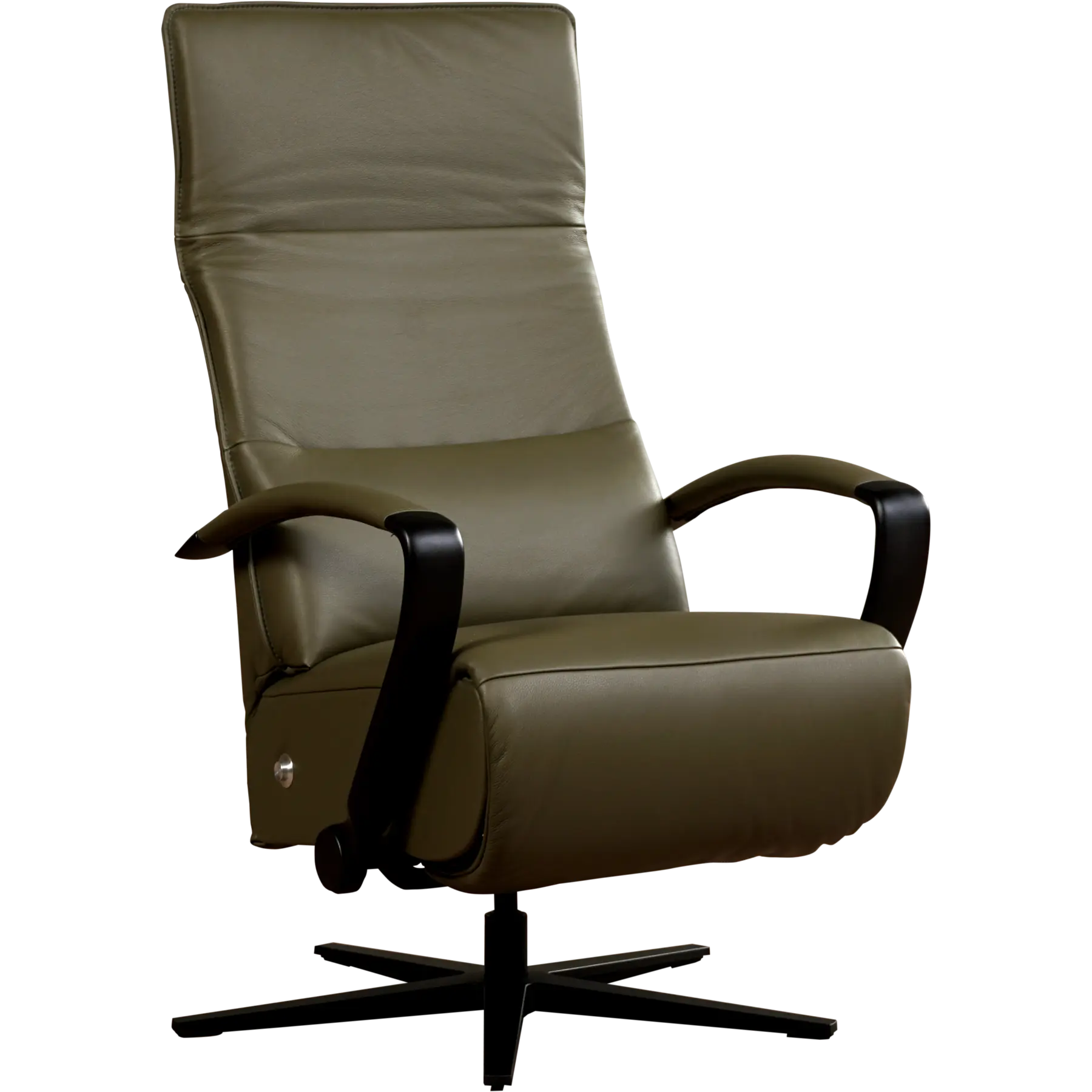 afbeelding van Leren relaxfauteuil Matrix - Massif Olive (olijf/groen) - Medium (zithoogte 46cm) - Stervoet zwart