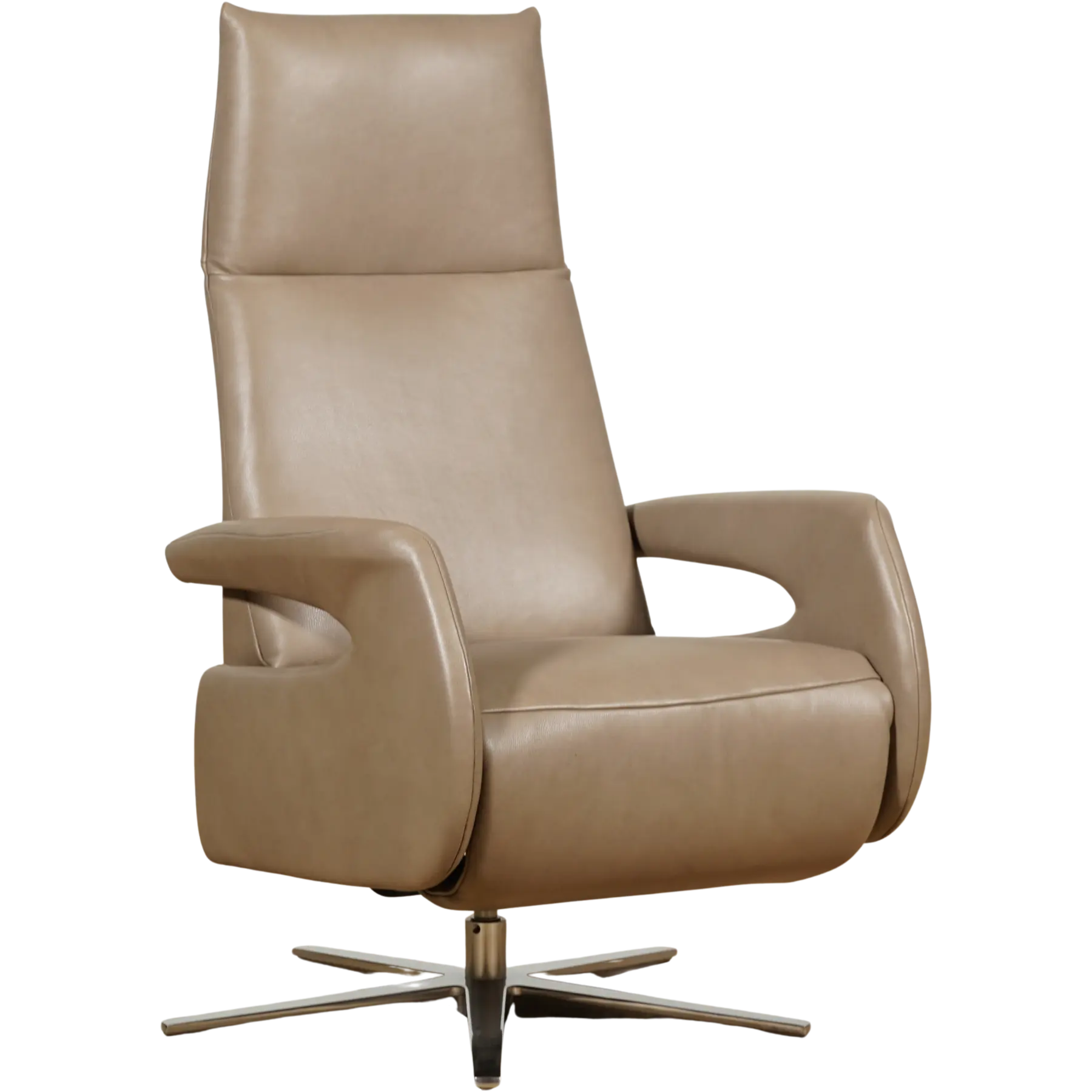 afbeelding van Leren relaxfauteuil Note - Granada Taupe (taupe/bruin) - Medium (zithoogte 46cm) - Stervoet chroom