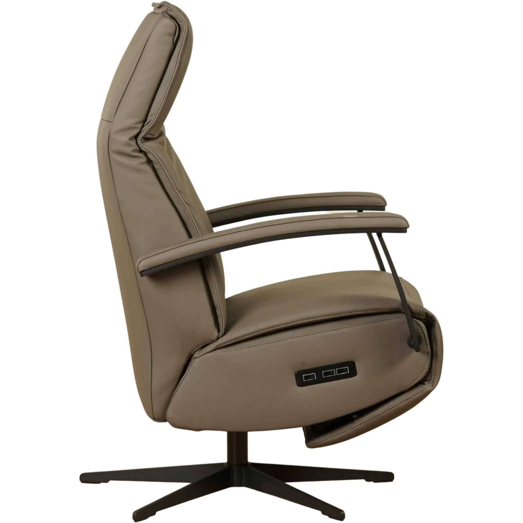 afbeelding van Leren relaxfauteuil met hartbalans Pure - Toledo Moss (bruin/groen) - extra large - stervoet zwart (slank)