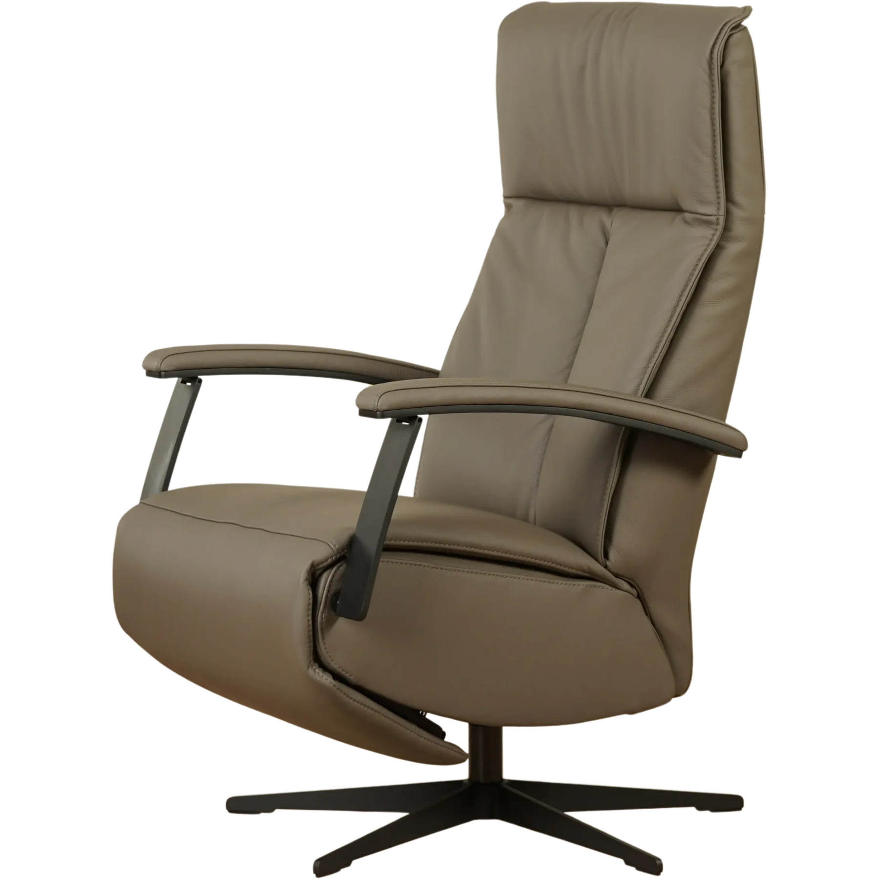 afbeelding van Leren elektrisch relaxfauteuil Pure - Toledo Moss (bruin/groen) - medium - stervoet zwart (slank)