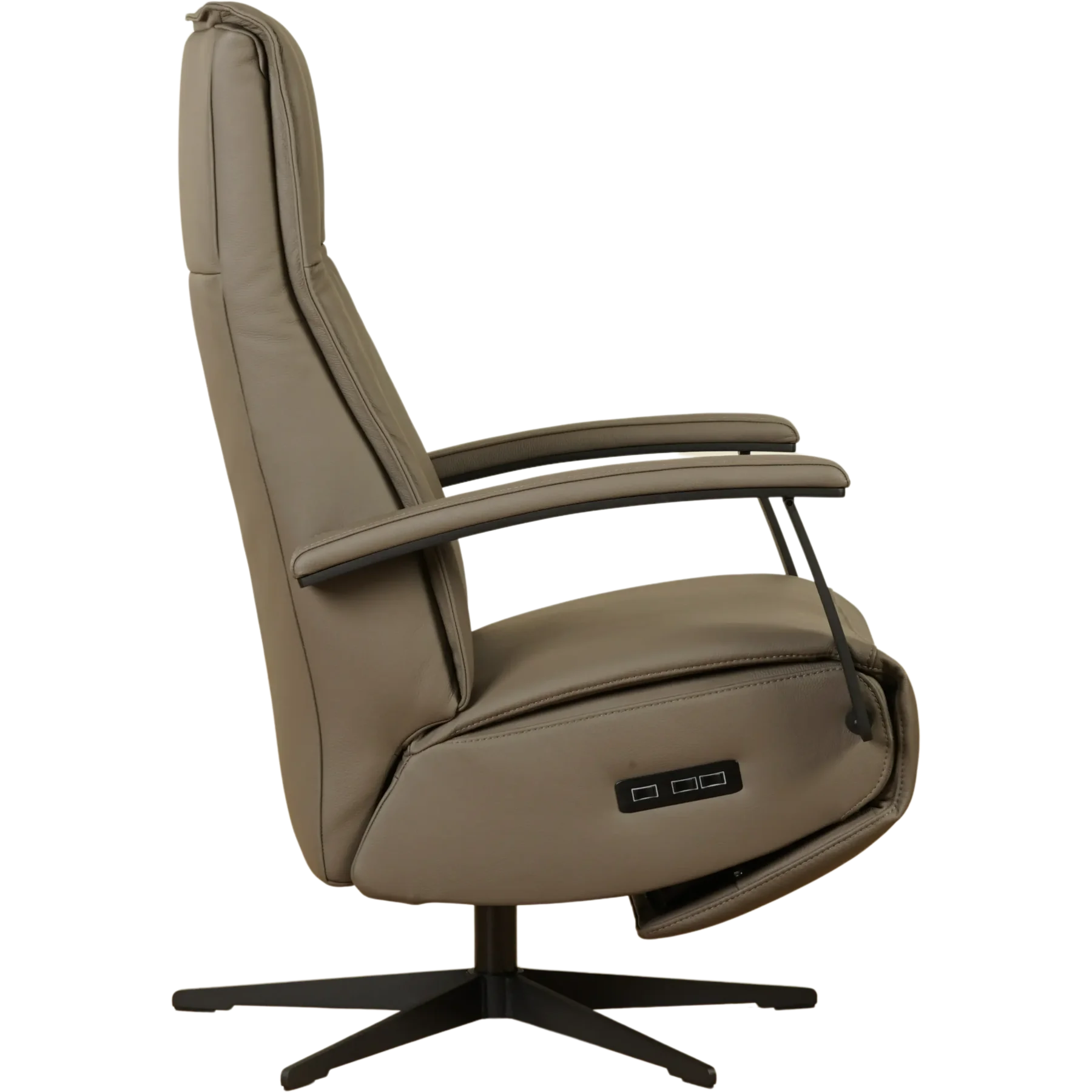 afbeelding van Leren elektrisch relaxfauteuil Pure - Toledo Moss (bruin/groen) - medium - stervoet zwart (slank)