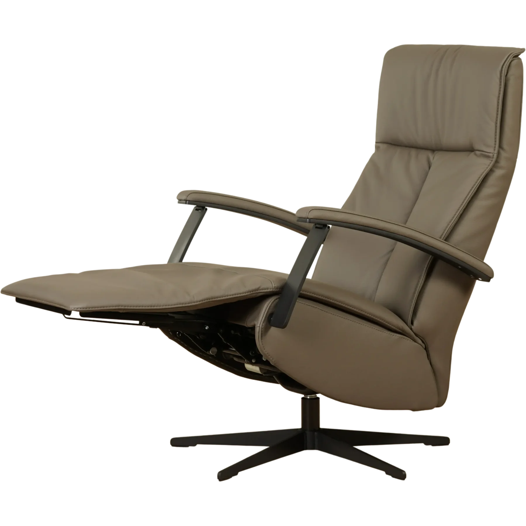 afbeelding van Leren relaxfauteuil met hartbalans Pure - Toledo Moss (bruin/groen) - medium - stervoet zwart (slank)