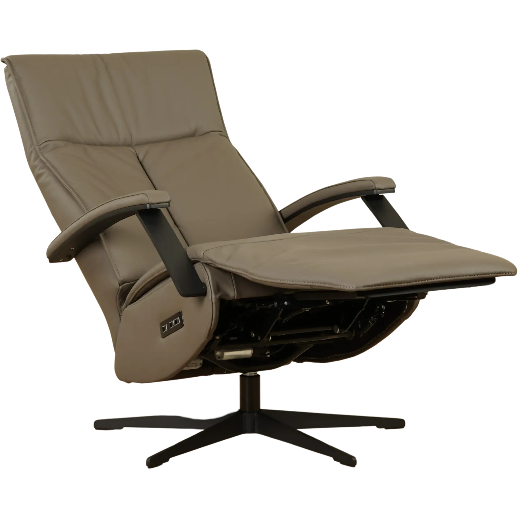 afbeelding van Leren elektrisch relaxfauteuil Pure - Toledo Moss (bruin/groen) - small - stervoet zwart (slank)