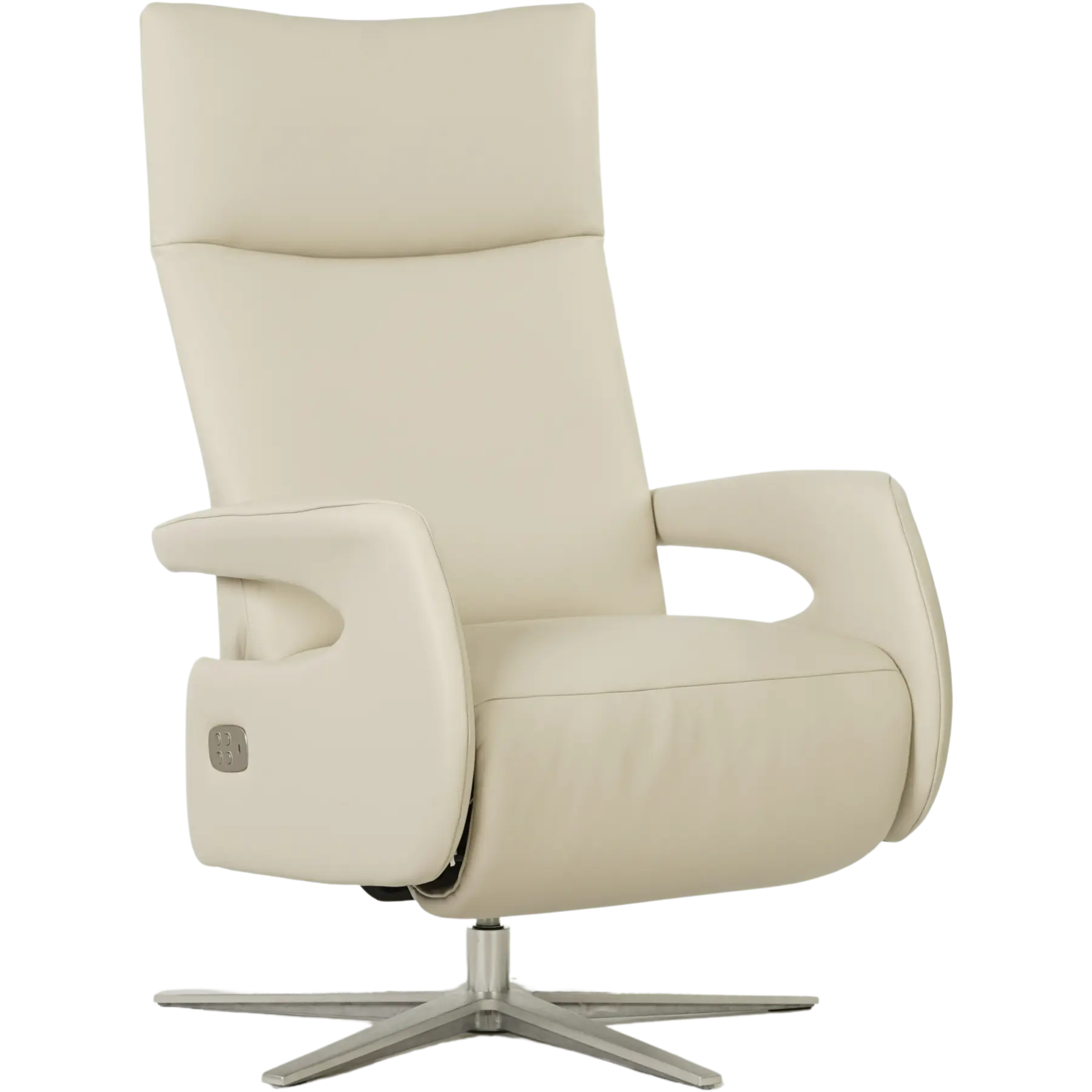 afbeelding van Leren relaxfauteuil Vibe elektrisch - Massif Ecru (crème) - Medium (zithoogte 46cm) - Stervoet RVS
