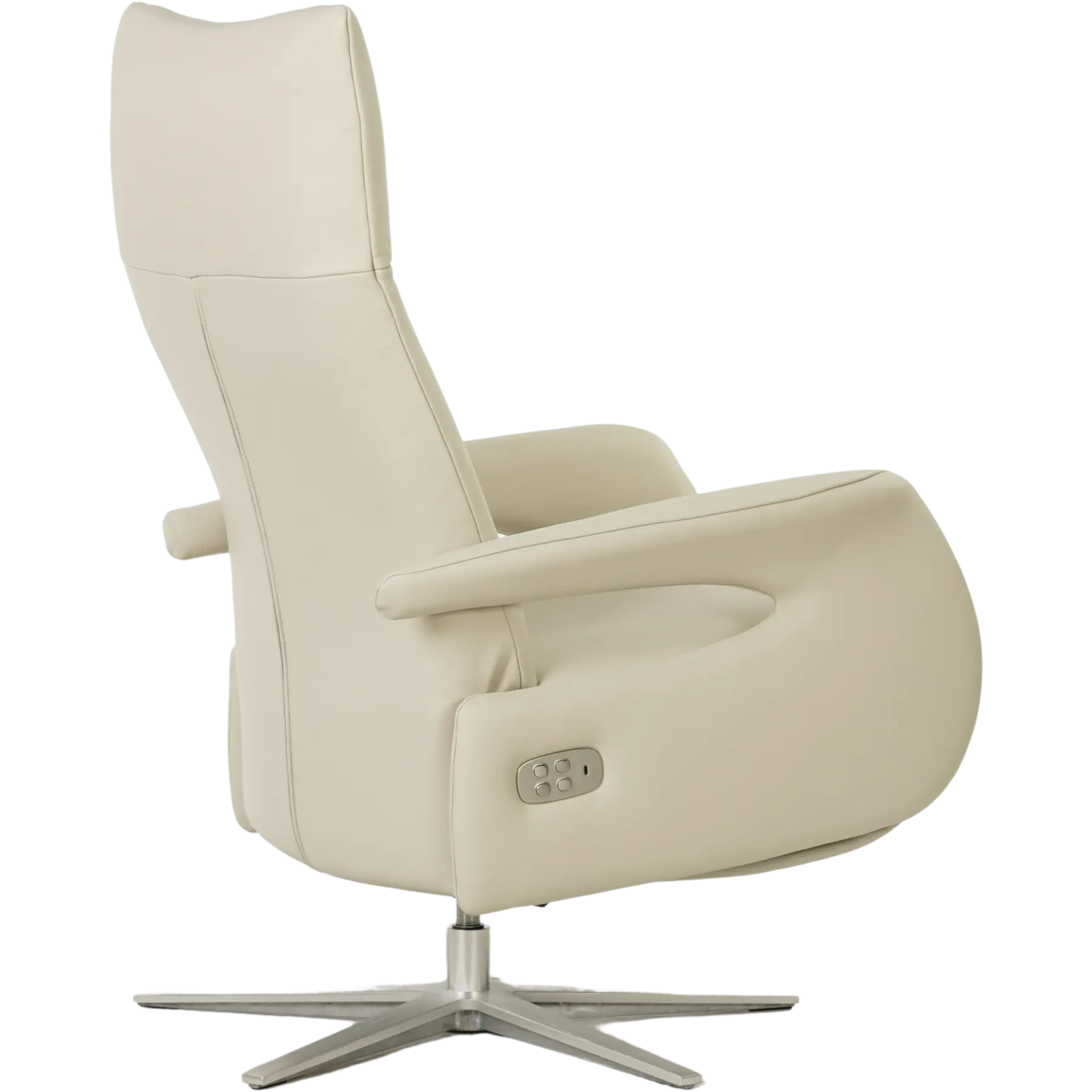 afbeelding van Leren relaxfauteuil Vibe elektrisch - Massif Ecru (crème) - Medium (zithoogte 46cm) - Stervoet RVS