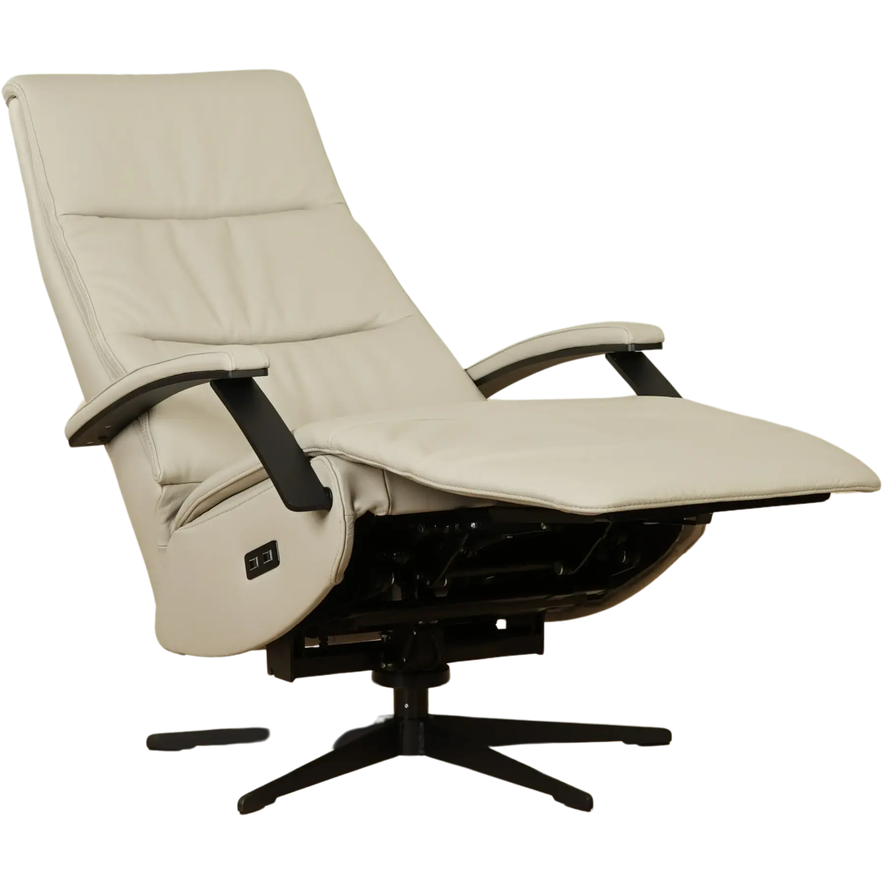 afbeelding van Leren relaxfauteuil met hartbalans Balance - Massif Antracite (donkergrijs) - extra large - stervoet zwart (slank)