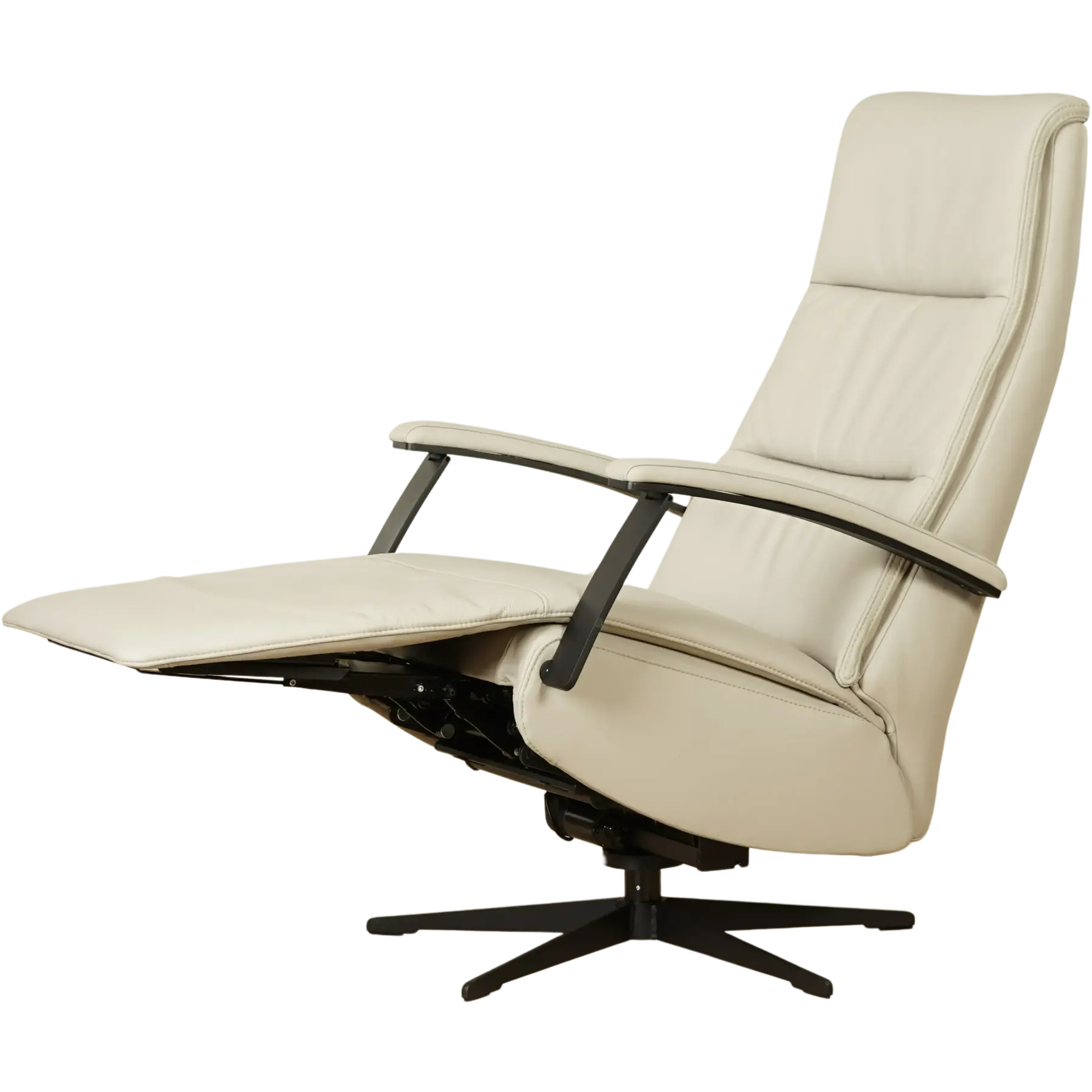 afbeelding van Leren relaxfauteuil met hartbalans Balance - Massif Antracite (donkergrijs) - large - stervoet zwart (slank)