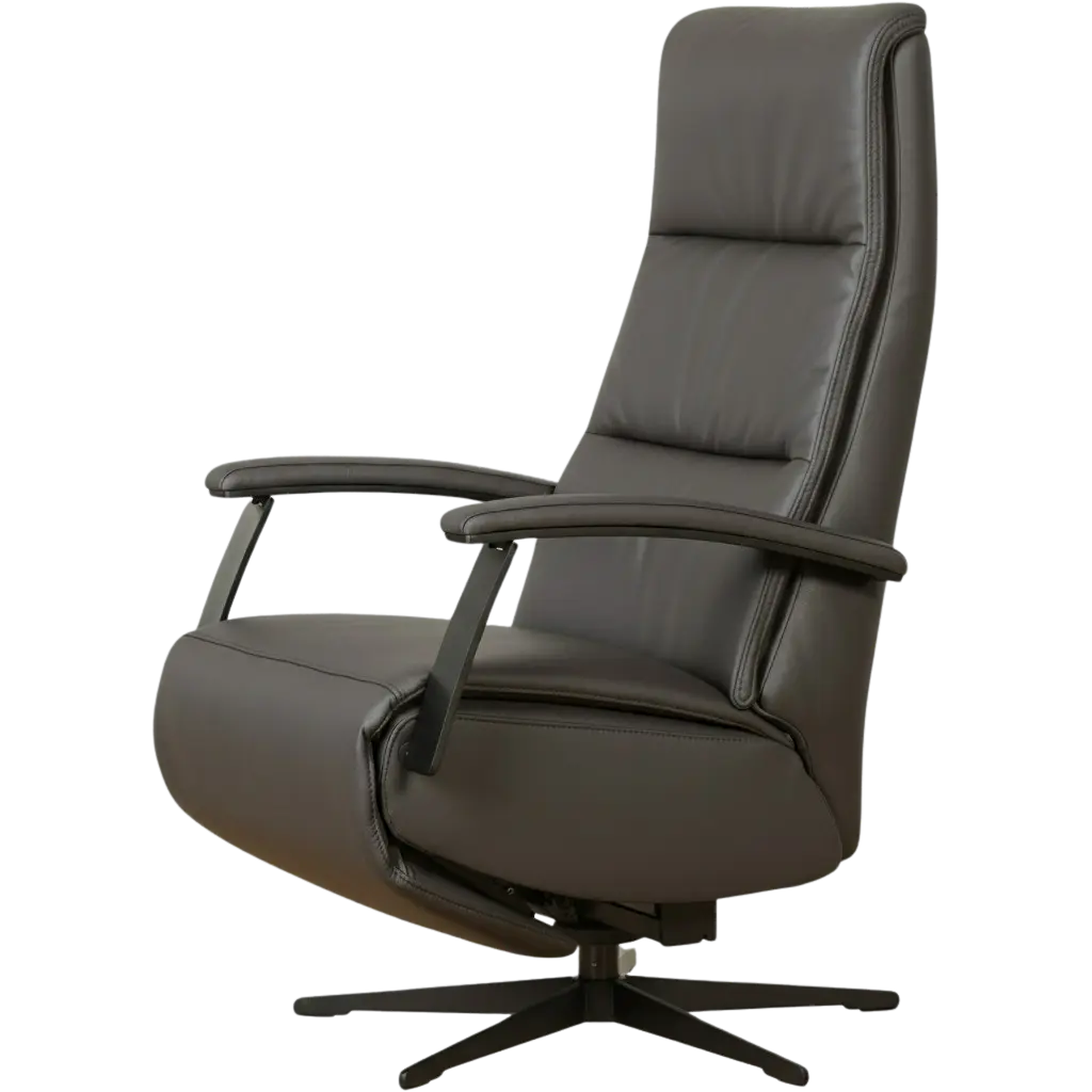 afbeelding van Leren elektrisch relaxfauteuil Balance - Massif Antracite (donkergrijs) - small - stervoet zwart (slank)