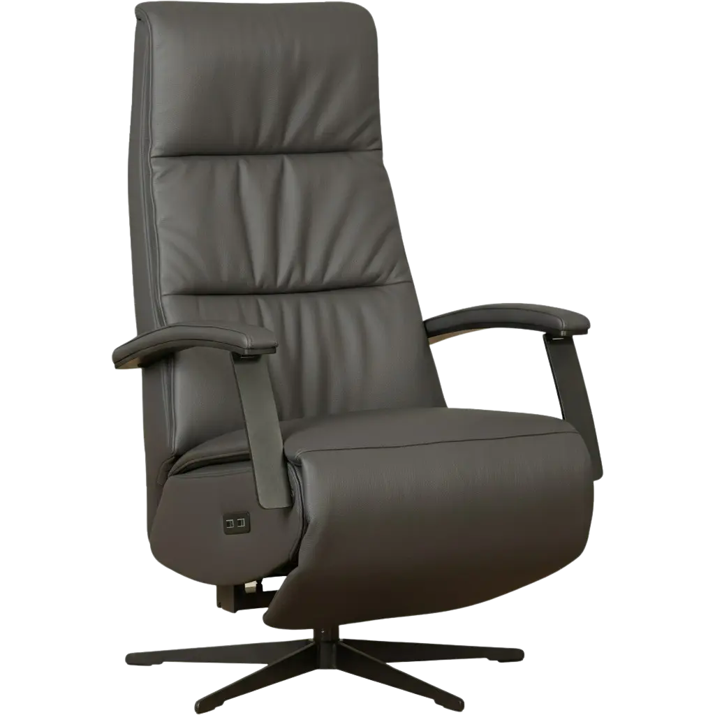 afbeelding van Leren relaxfauteuil met hartbalans Balance - Massif Antracite (donkergrijs) - small - stervoet zwart (slank)