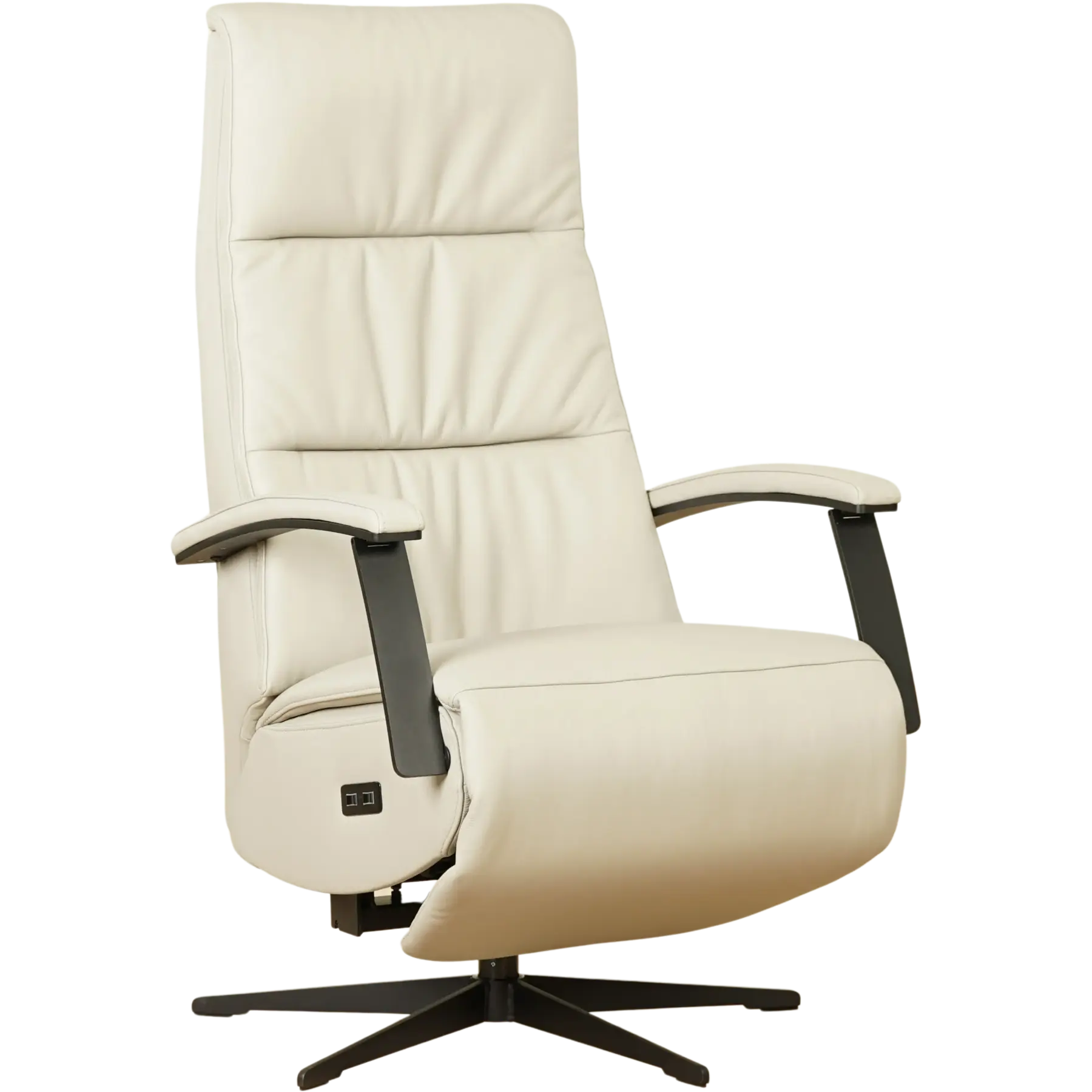 afbeelding van Leren relaxfauteuil met hartbalans Balance - Massif Dove (lichtgrijs) - medium - stervoet zwart (slank)