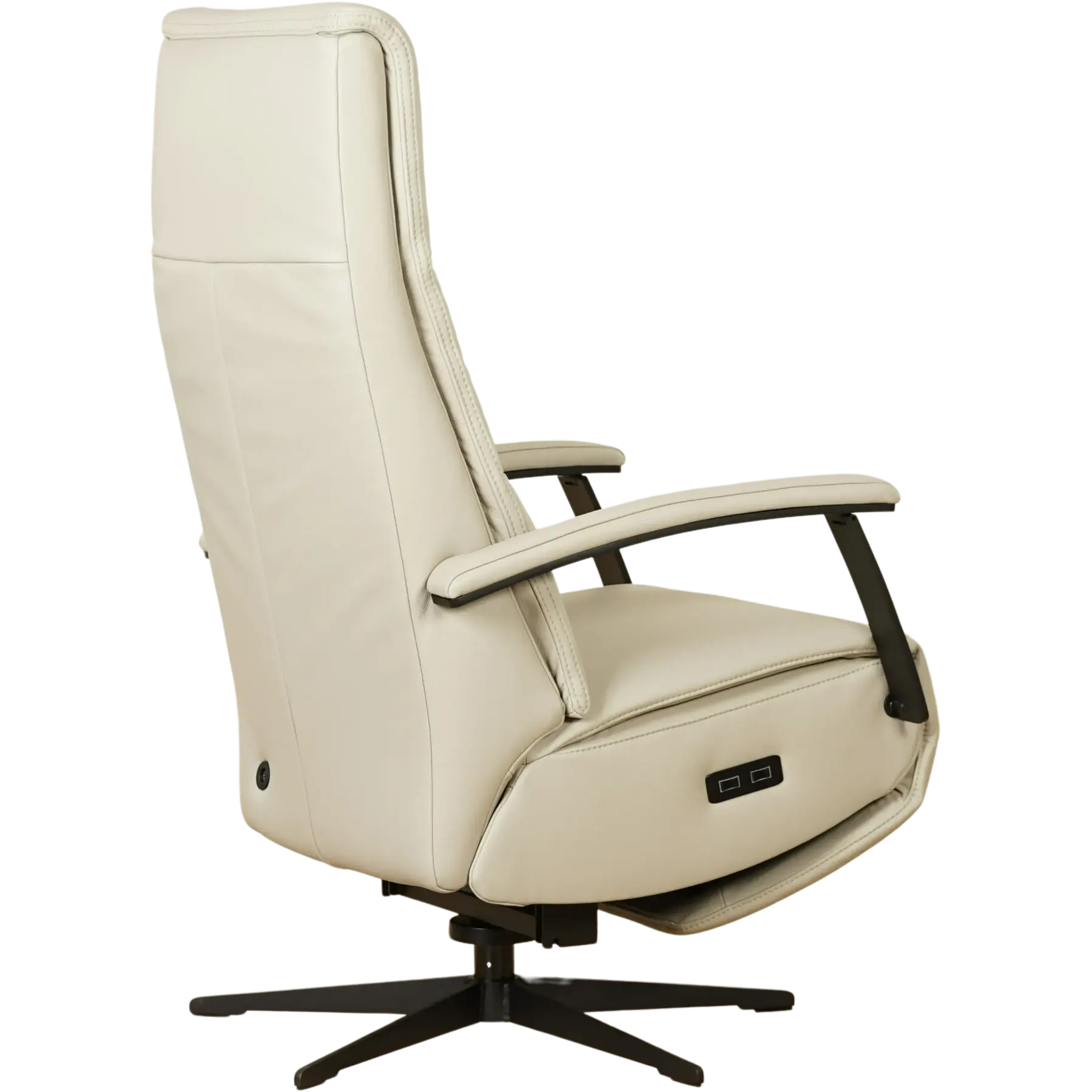 afbeelding van Leren relaxfauteuil met hartbalans Balance - Massif Dove (lichtgrijs) - medium - stervoet zwart (slank)