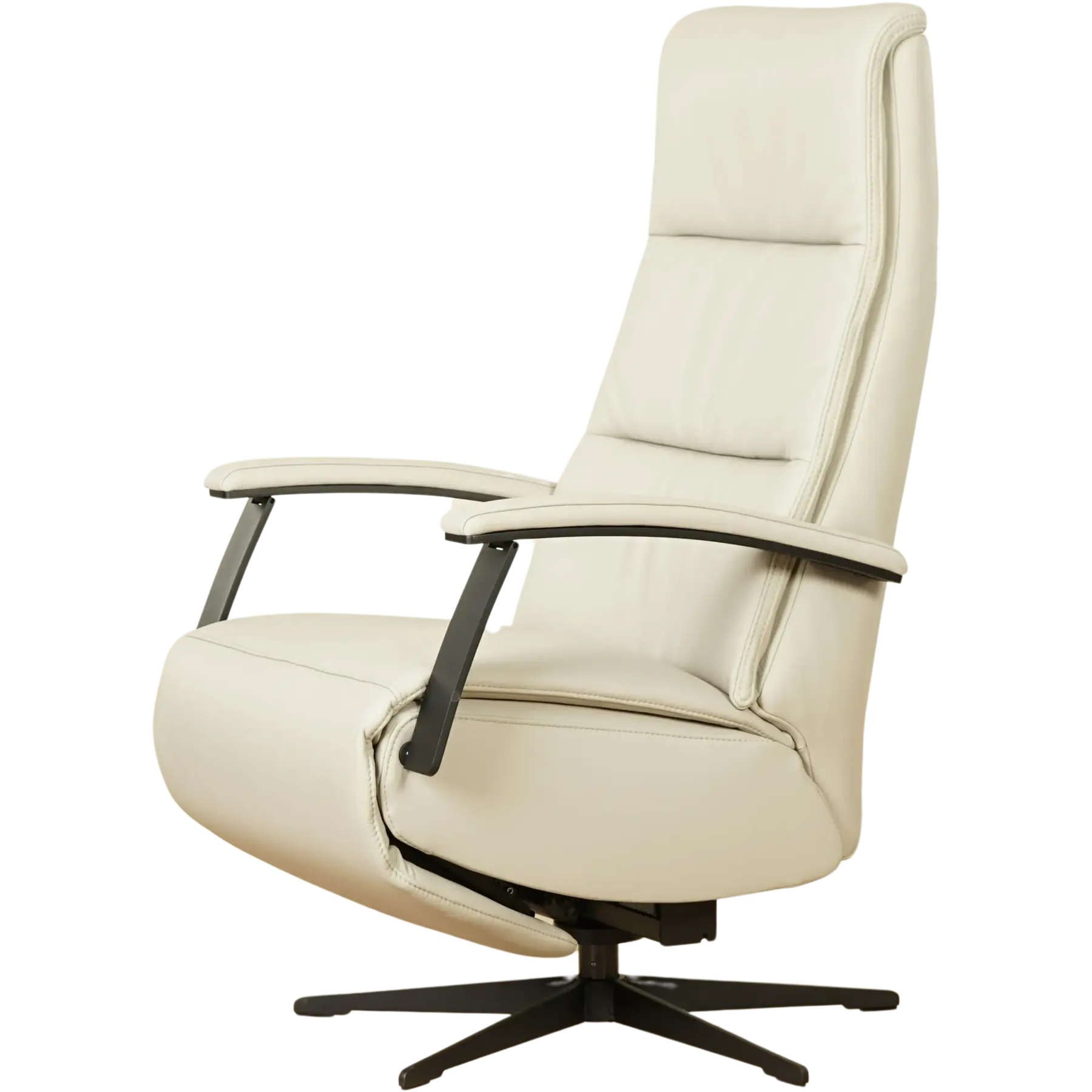 afbeelding van Leren relaxfauteuil met hartbalans Balance - Massif Dove (lichtgrijs) - medium - stervoet zwart (slank)