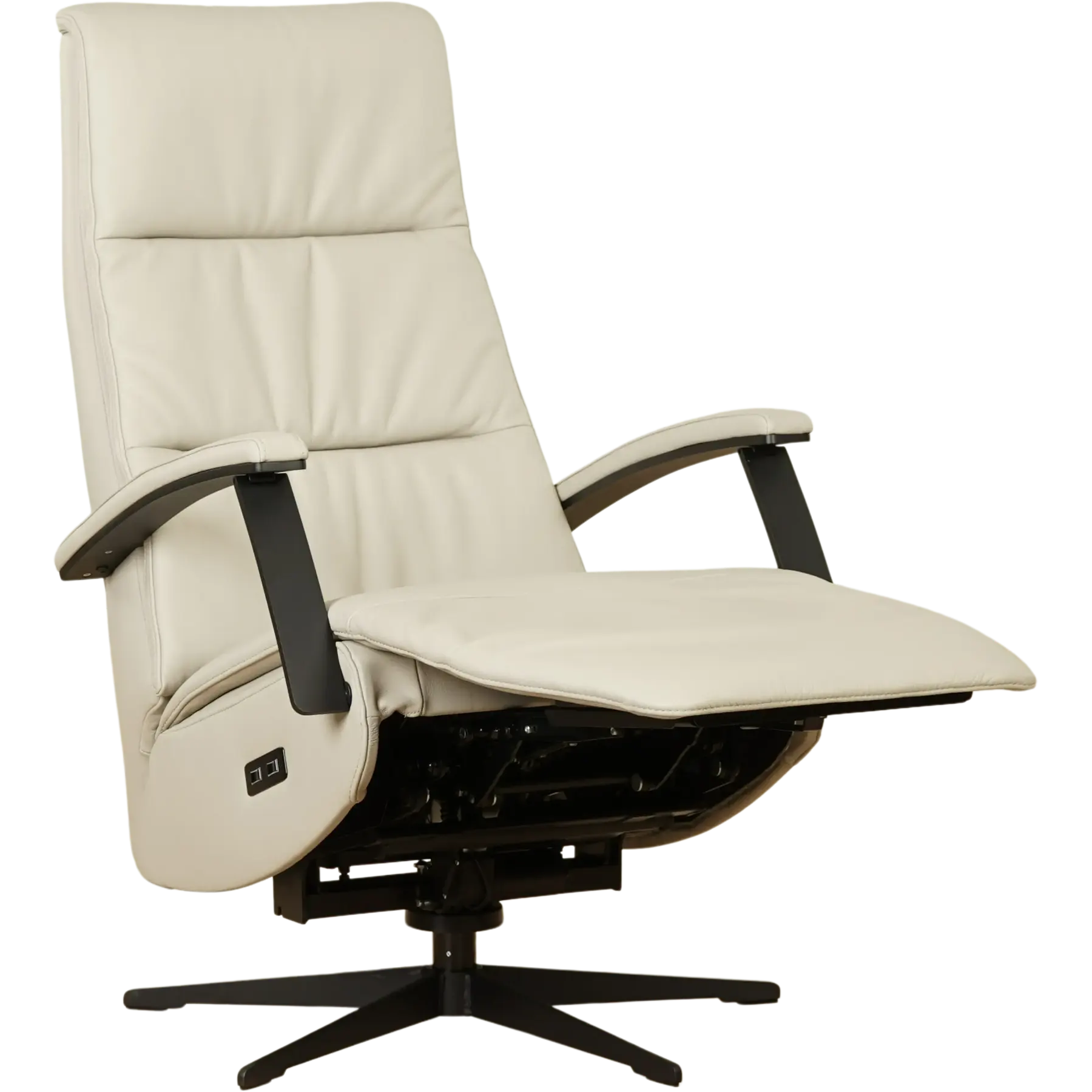 afbeelding van Leren relaxfauteuil met hartbalans Balance - Massif Dove (lichtgrijs) - medium - stervoet zwart (slank)