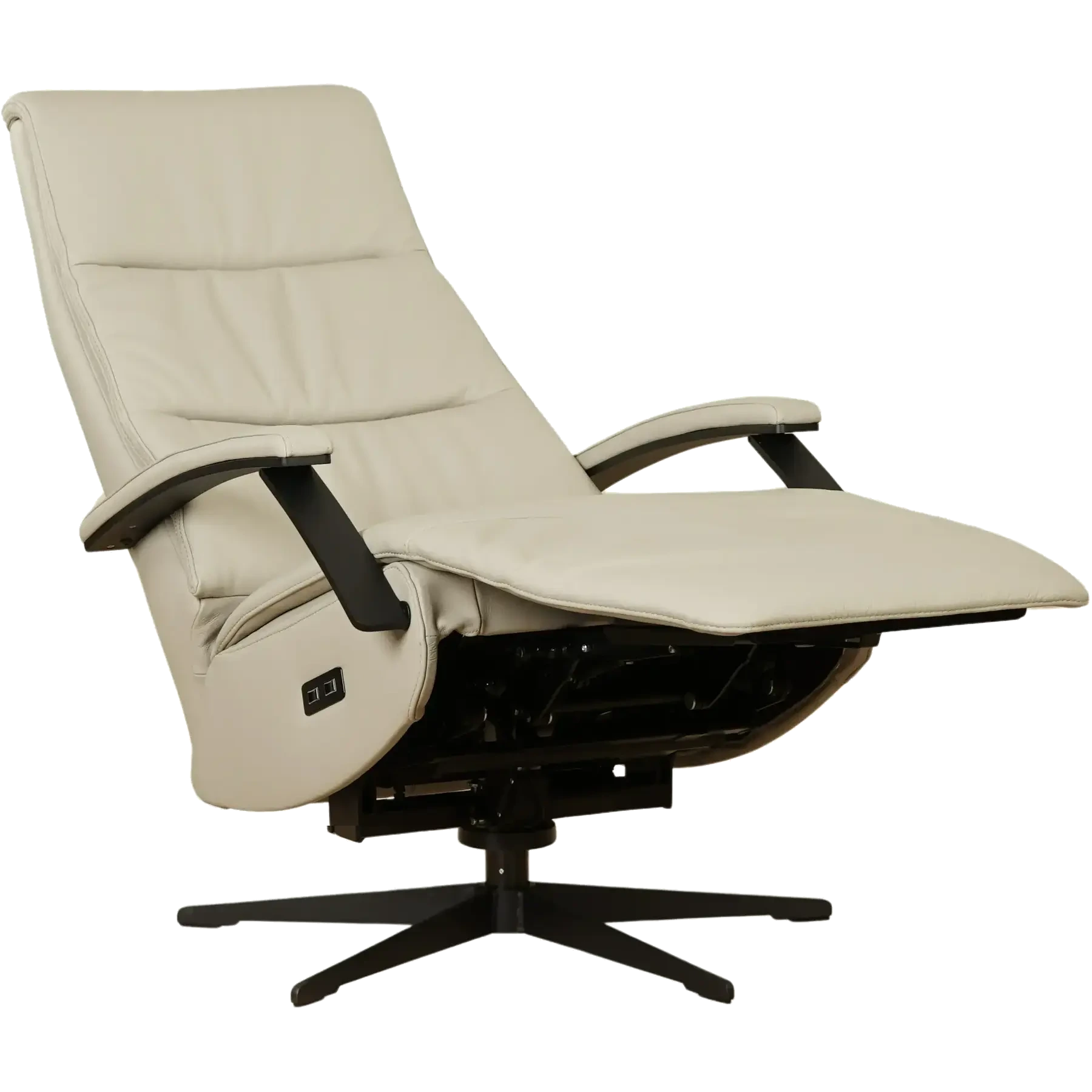 afbeelding van Leren relaxfauteuil met hartbalans Balance - Massif Dove (lichtgrijs) - medium - stervoet zwart (slank)
