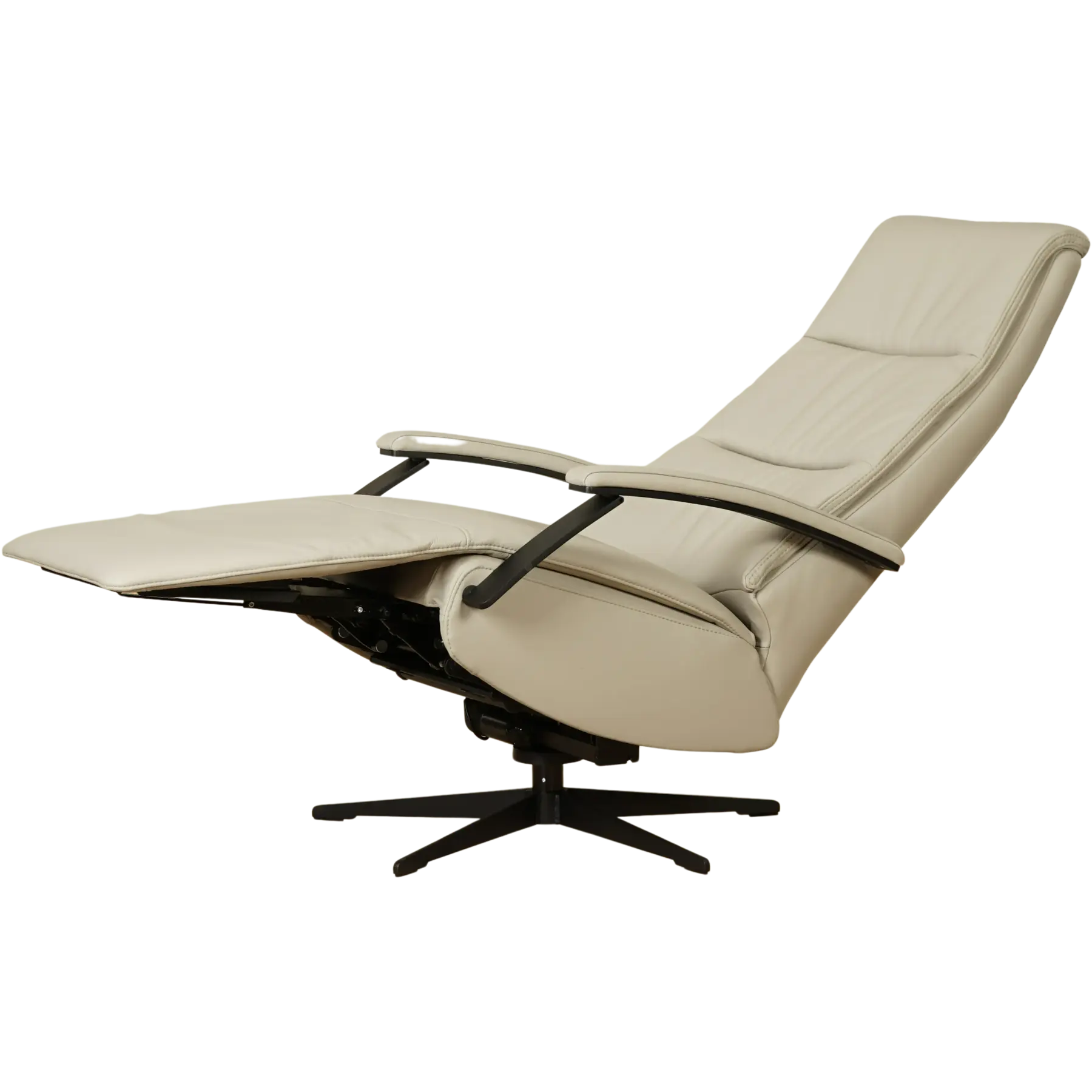 afbeelding van Leren relaxfauteuil met hartbalans Balance - Massif Dove (lichtgrijs) - medium - stervoet zwart (slank)