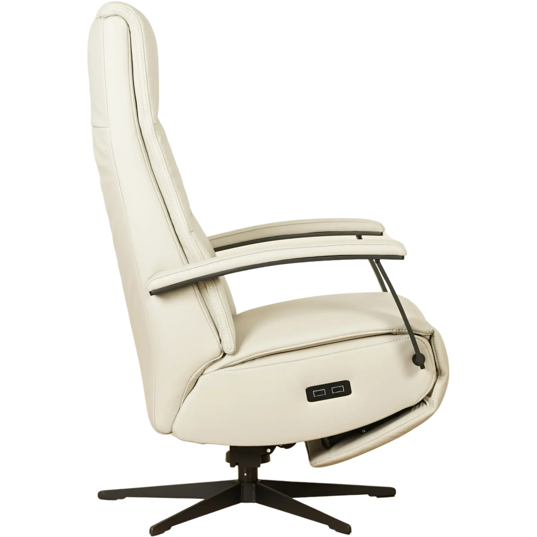 afbeelding van Leren relaxfauteuil met hartbalans Balance - Massif Dove (lichtgrijs) - medium - stervoet zwart (slank)