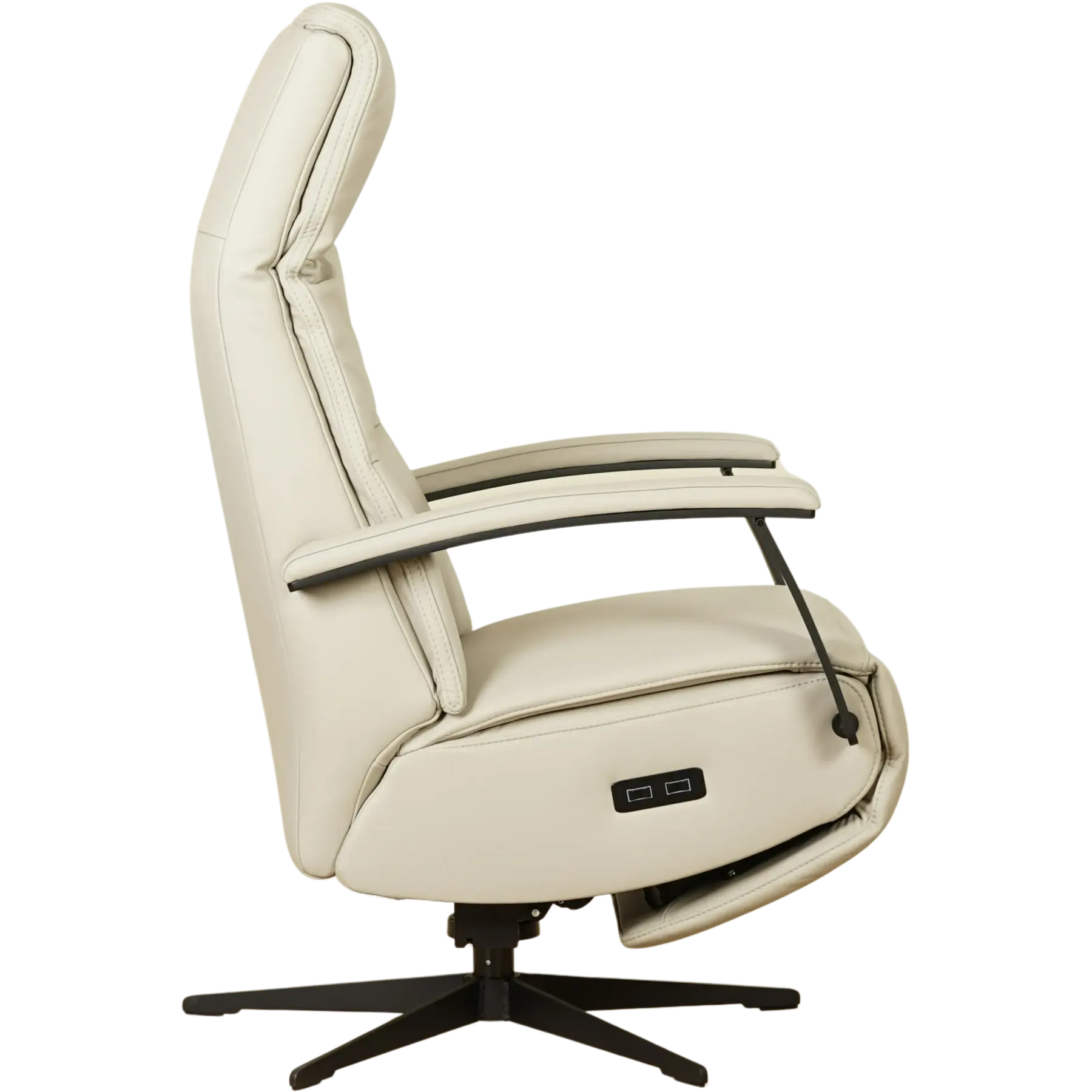 afbeelding van Leren relaxfauteuil met hartbalans Balance - Massif Dove (lichtgrijs) - medium - stervoet zwart (slank)