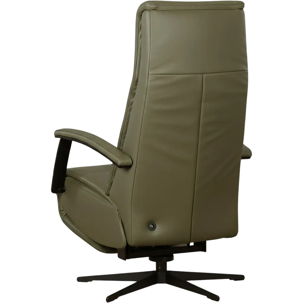 afbeelding van Leren relaxfauteuil met hartbalans Balance - Massif Olive (olijf/groen) - large - stervoet zwart (slank)