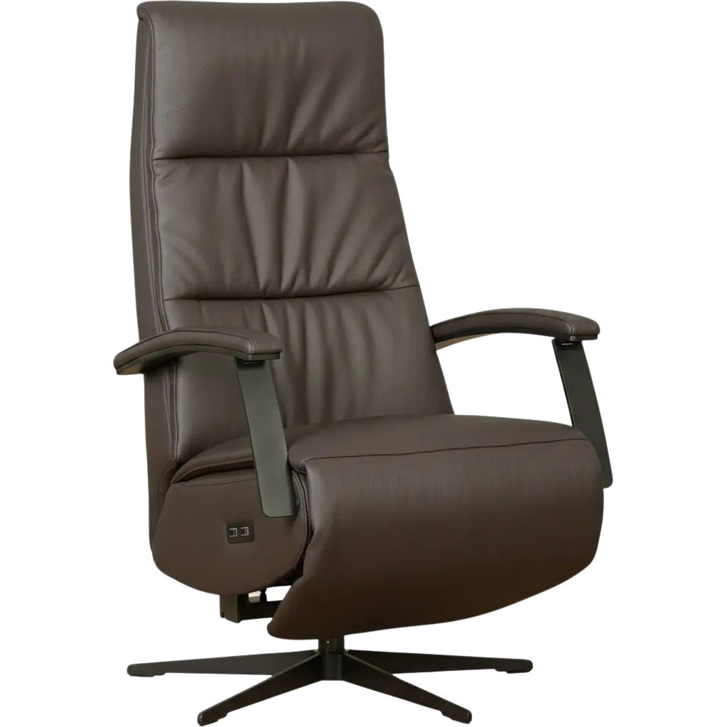 afbeelding van Leren elektrisch relaxfauteuil Balance - Toledo Espresso (bruin) - medium - stervoet zwart (slank)