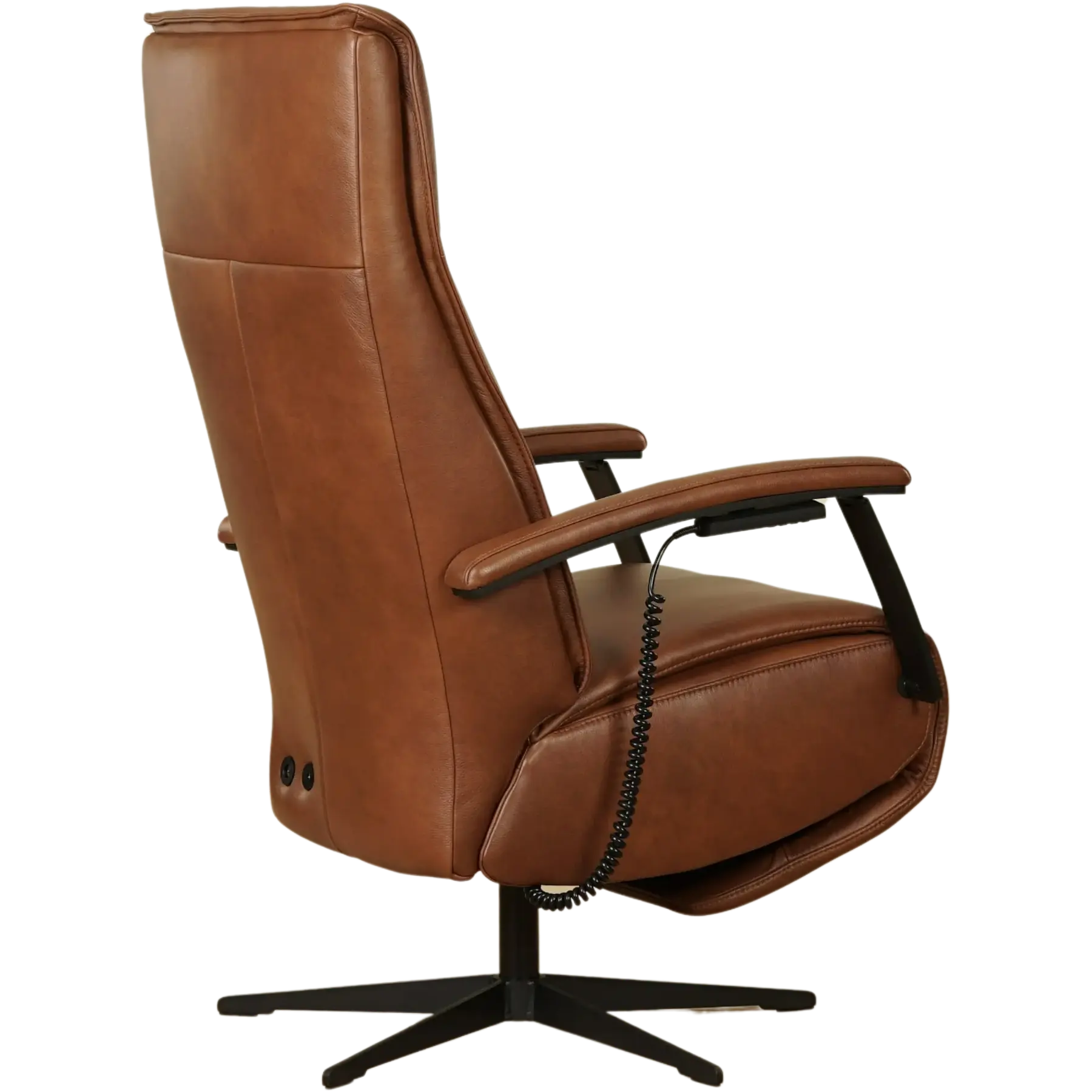 afbeelding van Leren elektrisch relaxfauteuil Pure - Granada Savannah (cognac) - large - stervoet zwart (slank)