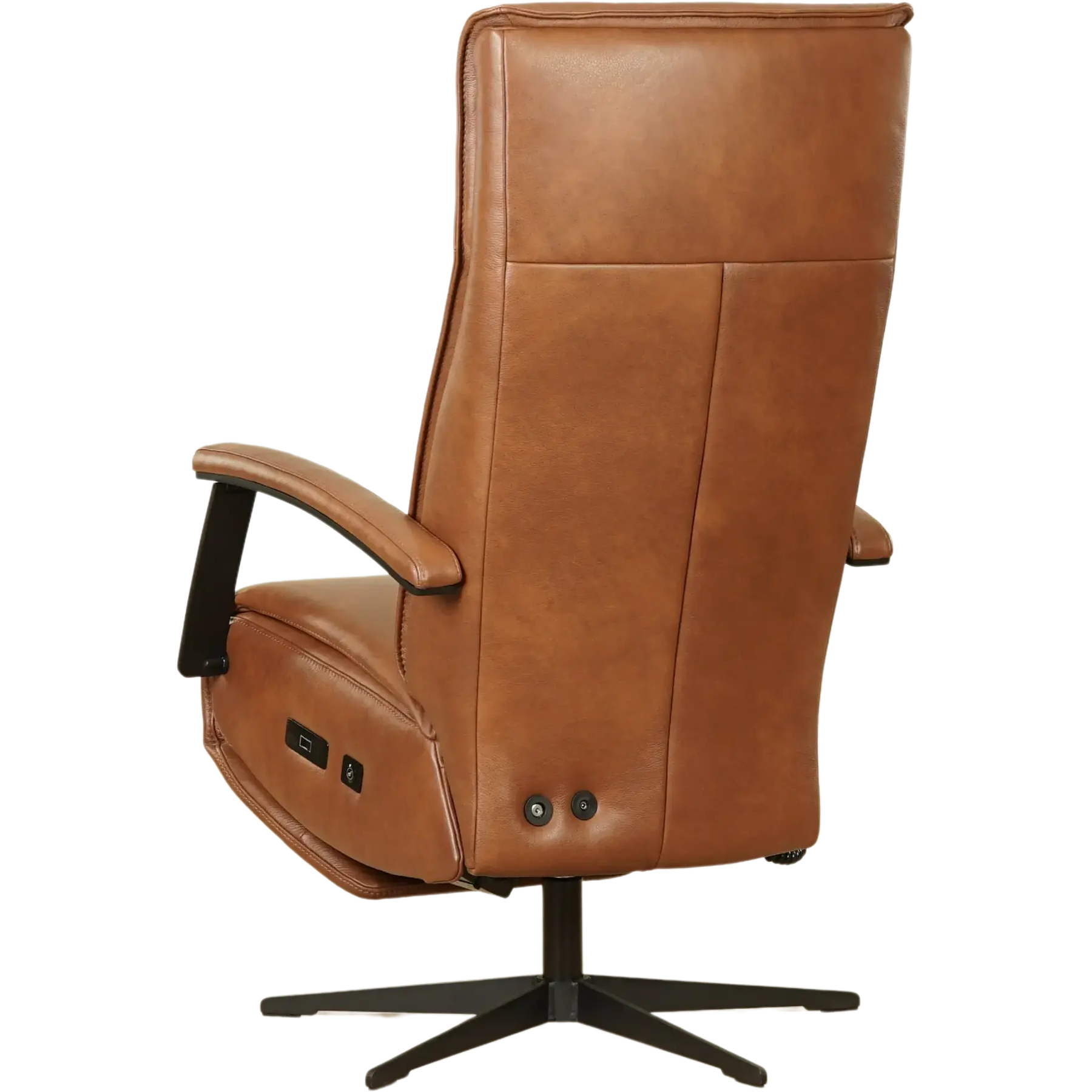 afbeelding van Leren elektrisch relaxfauteuil Pure - Granada Savannah (cognac) - large - stervoet zwart (slank)