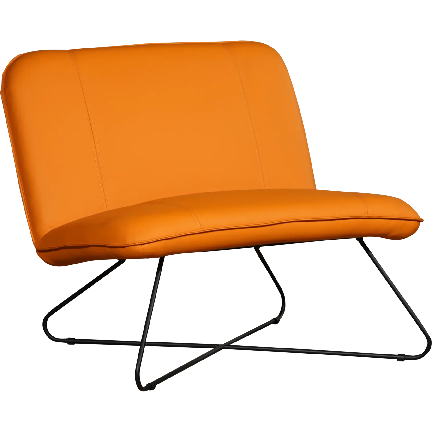 afbeelding van Oranje leren design stoel zonder armleuning - Loveseat - Oranje met Nederlandse vlag