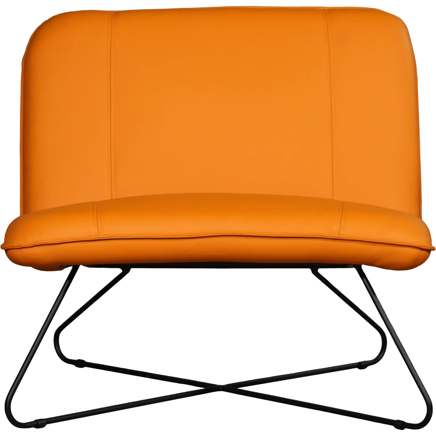 afbeelding van Oranje leren design stoel zonder armleuning - Loveseat - Oranje met Nederlandse vlag