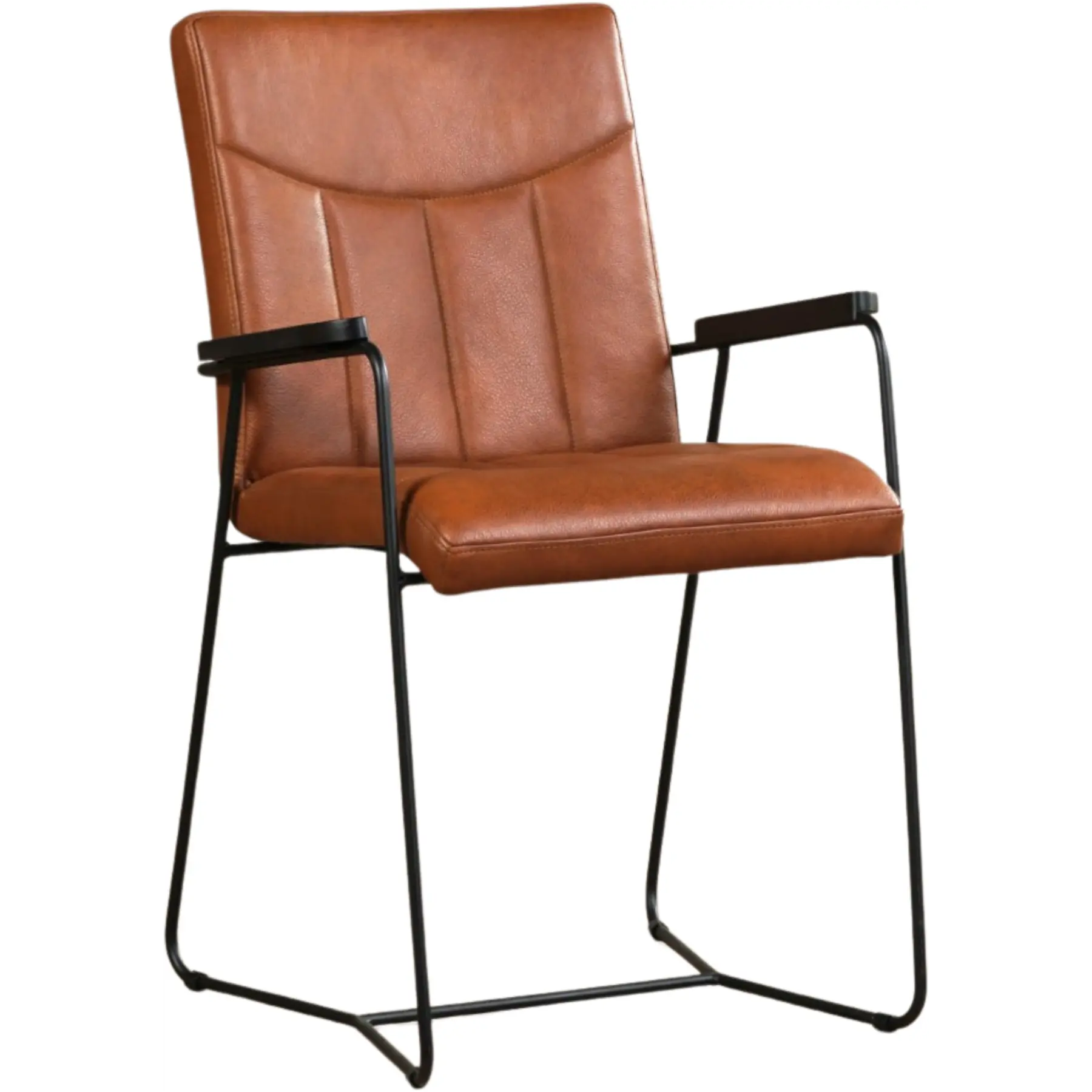 afbeelding van Leren eetkamerstoel Right met armleuning - Granada leer Savannah