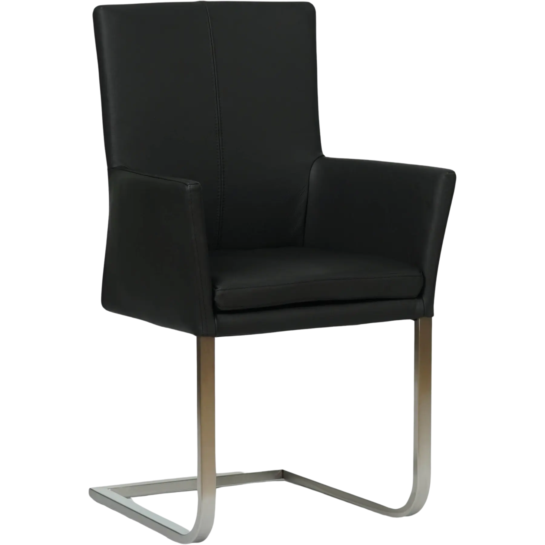 afbeelding van Set van 6 zwarte leren eetkamerstoelen Nina