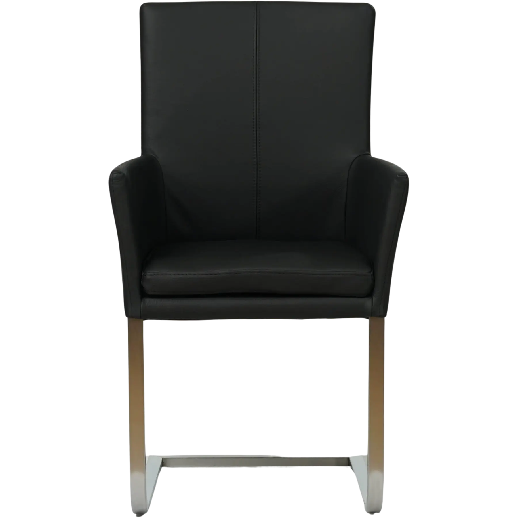 afbeelding van Set van 6 zwarte leren eetkamerstoelen Nina