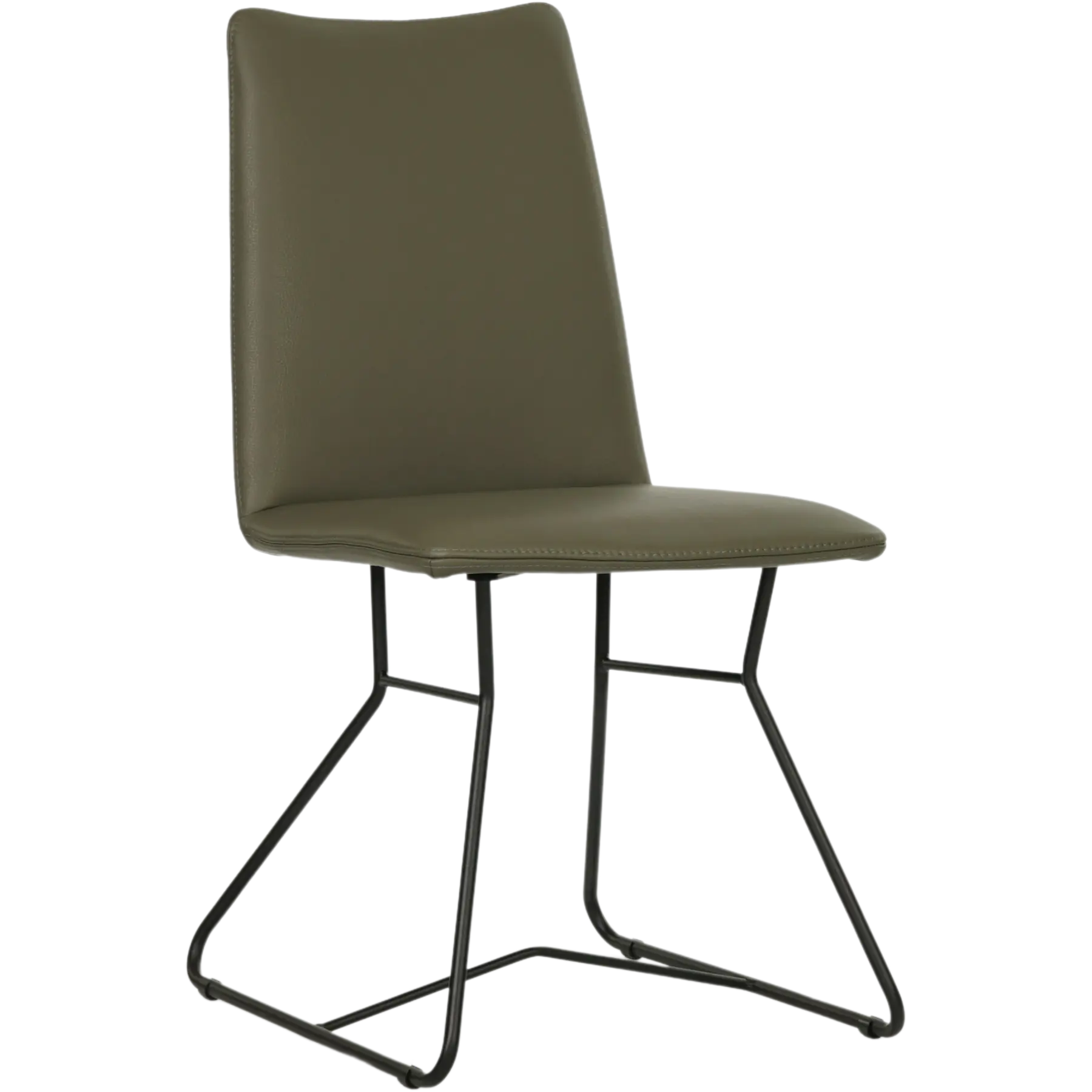 afbeelding van Set van 6 olijf kleur leren eetkamerstoelen Roos